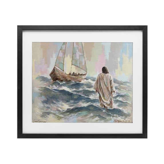 Stupell Industries Don't Be Afraid Spiritual Painting Black Framed Print Under Glass design by Linda Sperruzzi, 17 x 21