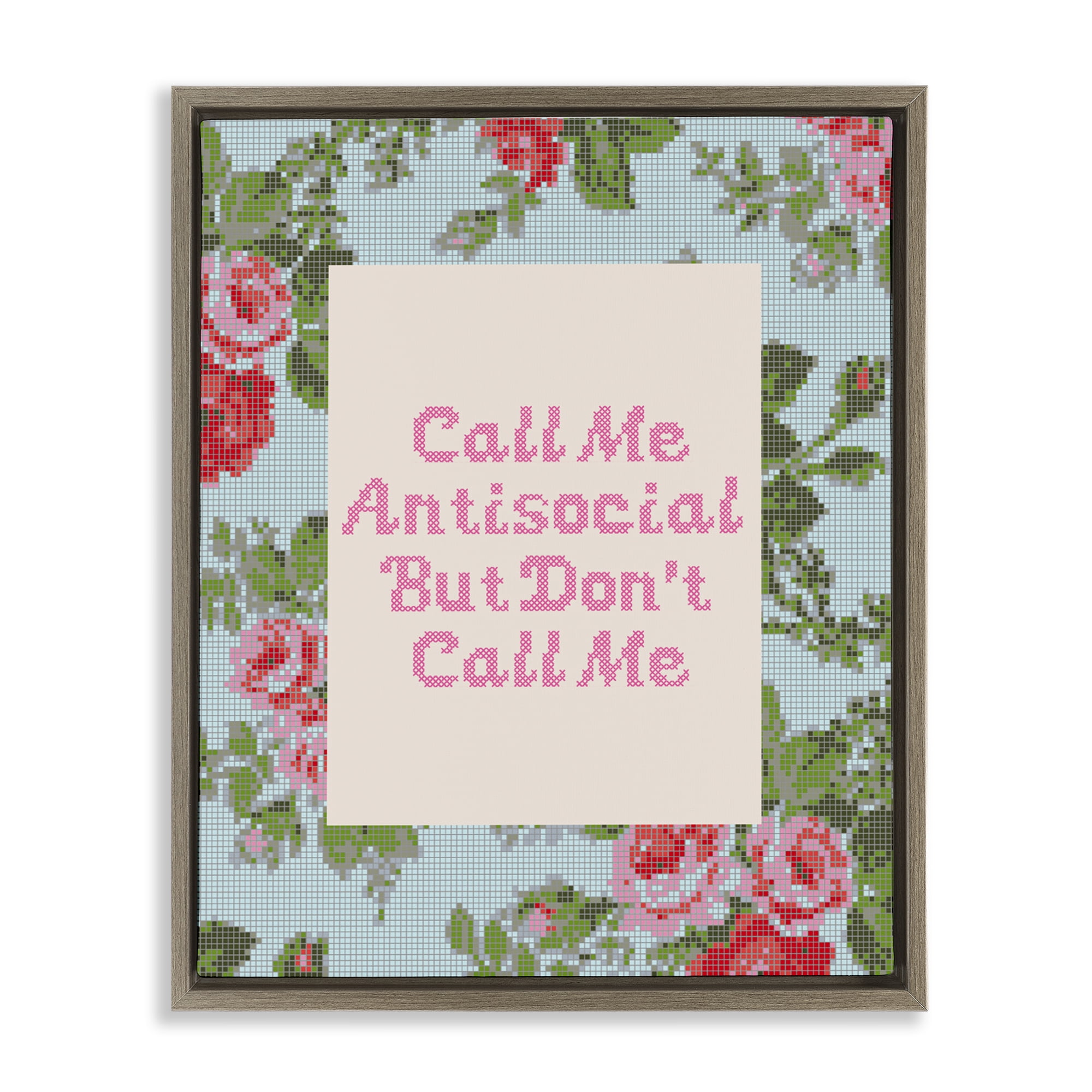 Stupell Industries Don't Call Me Vintage Florals Brown Framed Floater Canvas Wall Art, design by Lil' Rue