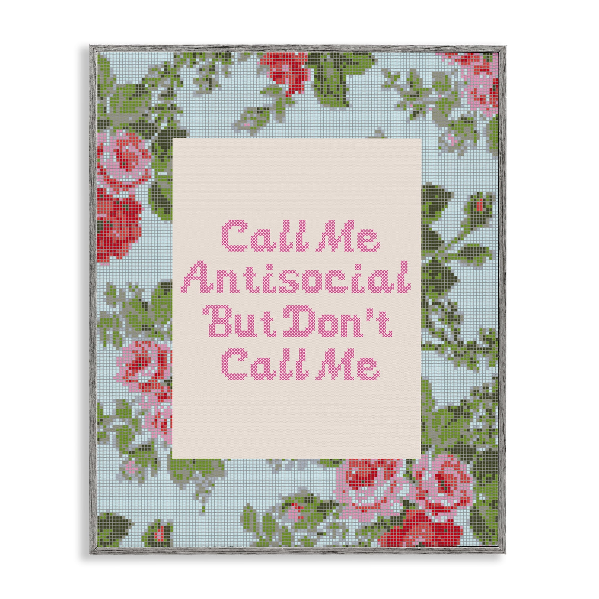 Stupell Industries Don't Call Me Vintage Florals Gray Framed Giclee Art, design by Lil' Rue