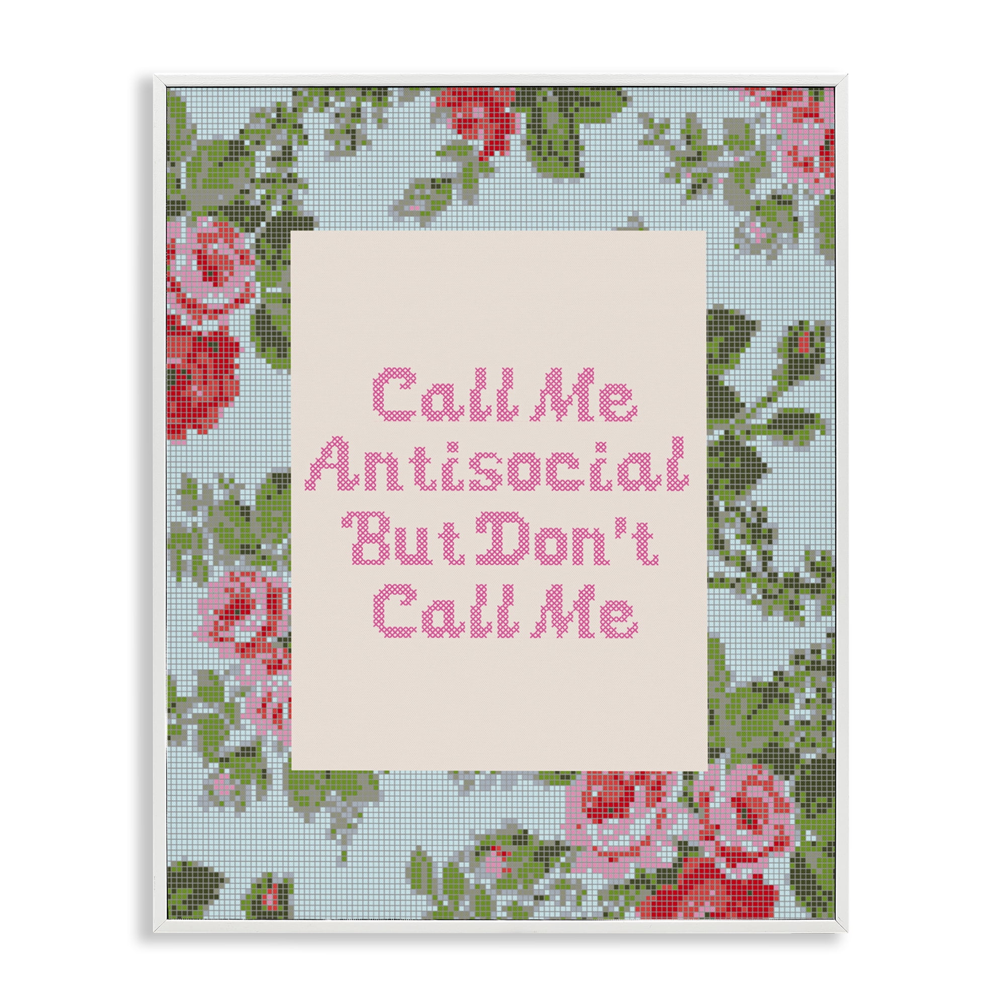 Stupell Industries Don't Call Me Vintage Florals White Framed Giclee Art, design by Lil' Rue
