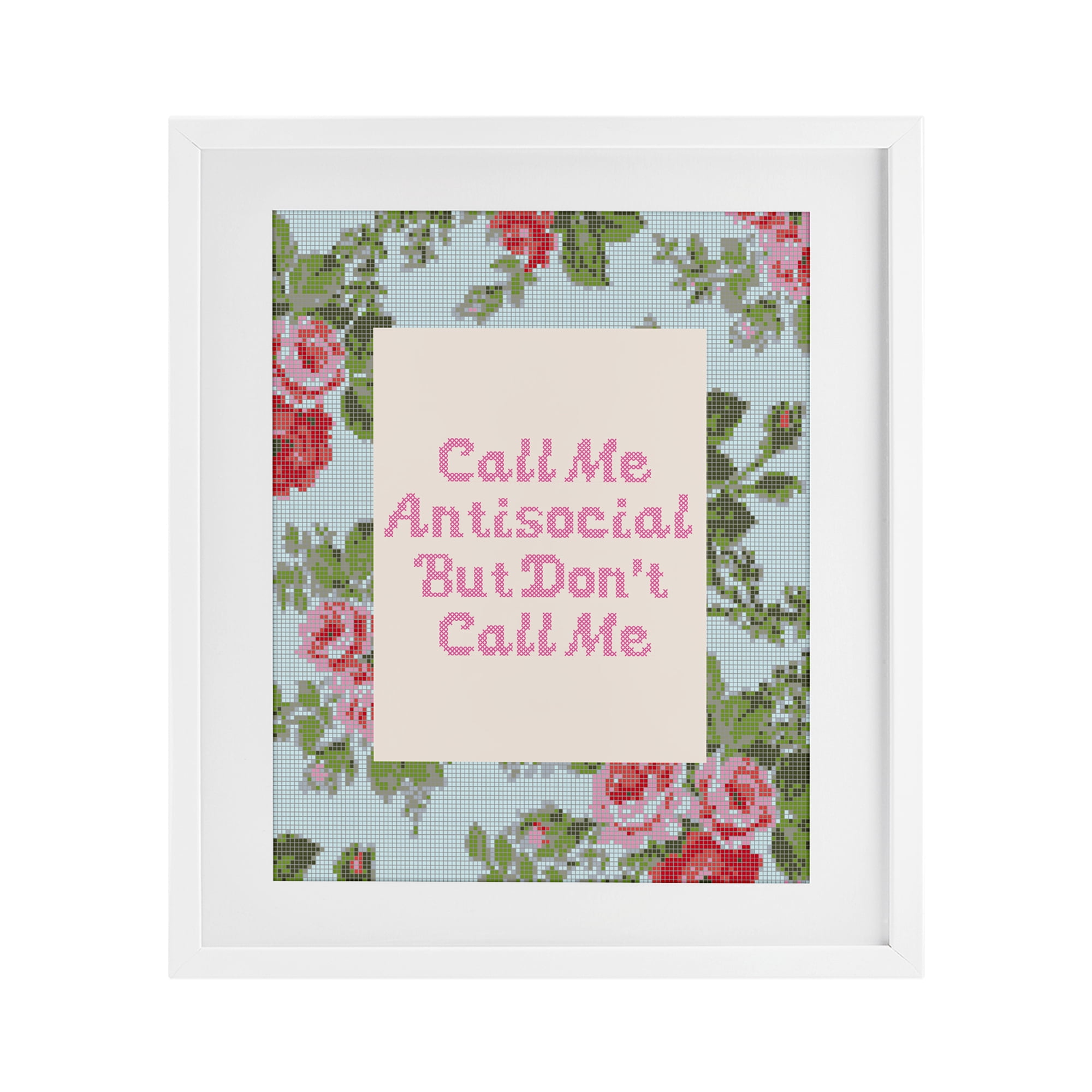 Stupell Industries Don't Call Me Vintage Florals White Framed Print Under Glass, design by Lil' Rue