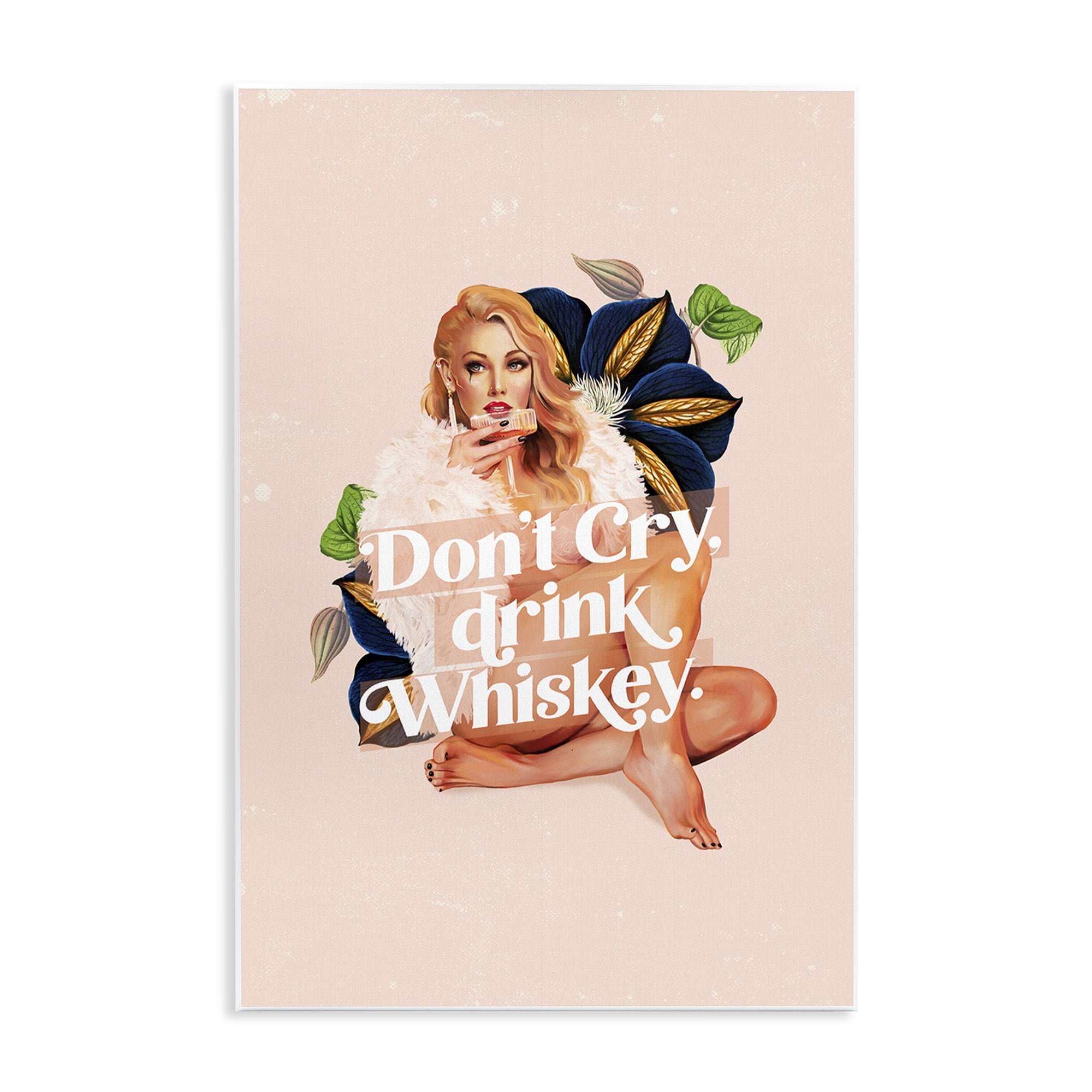 Stupell Industries Don't Cry Drink Whiskey People Painting Unframed Art Print Wall Art, 13 x 19