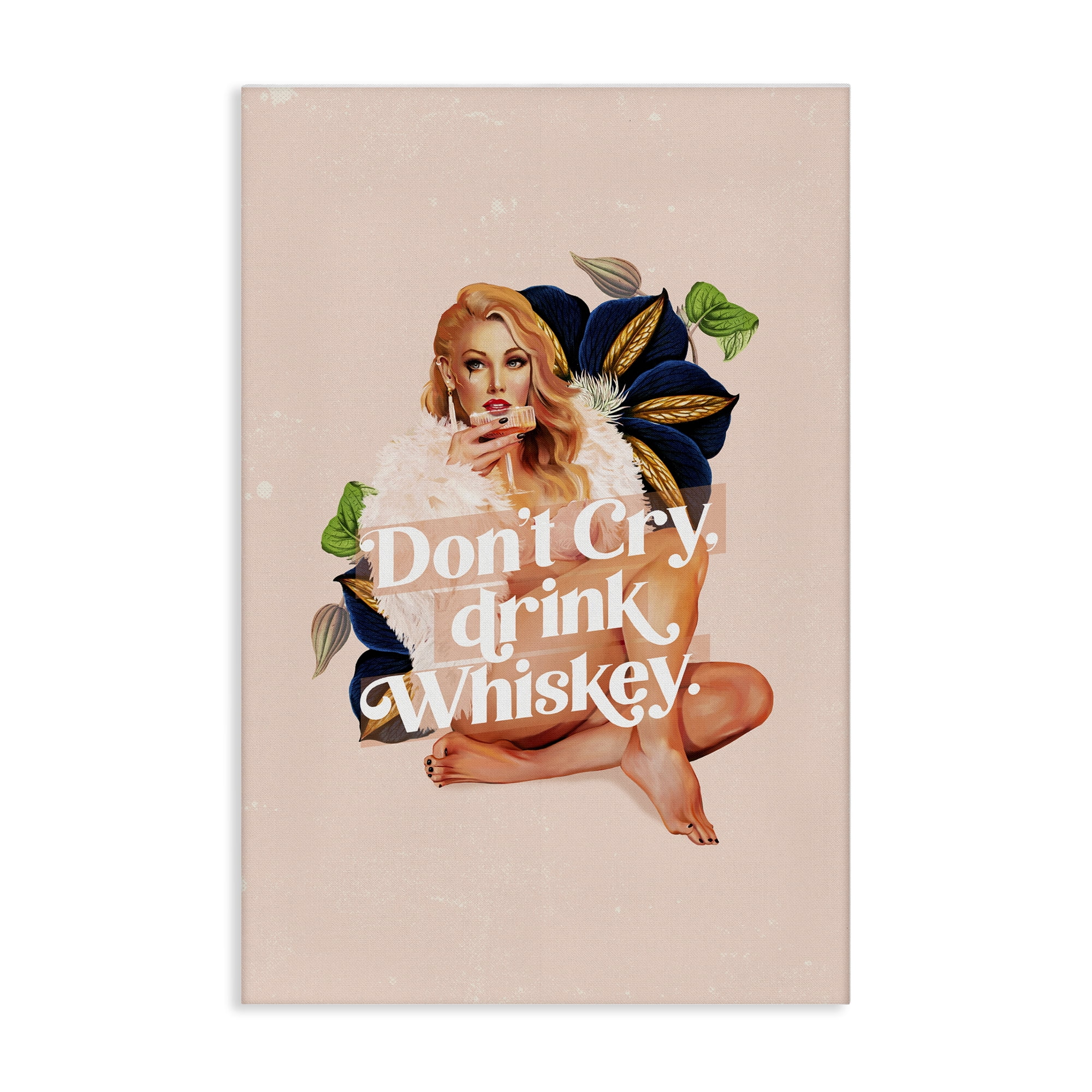 Stupell Industries Don't Cry Drink Whiskey People Painting Wrapped Canvas Art Print Wall Art, 24 x 36