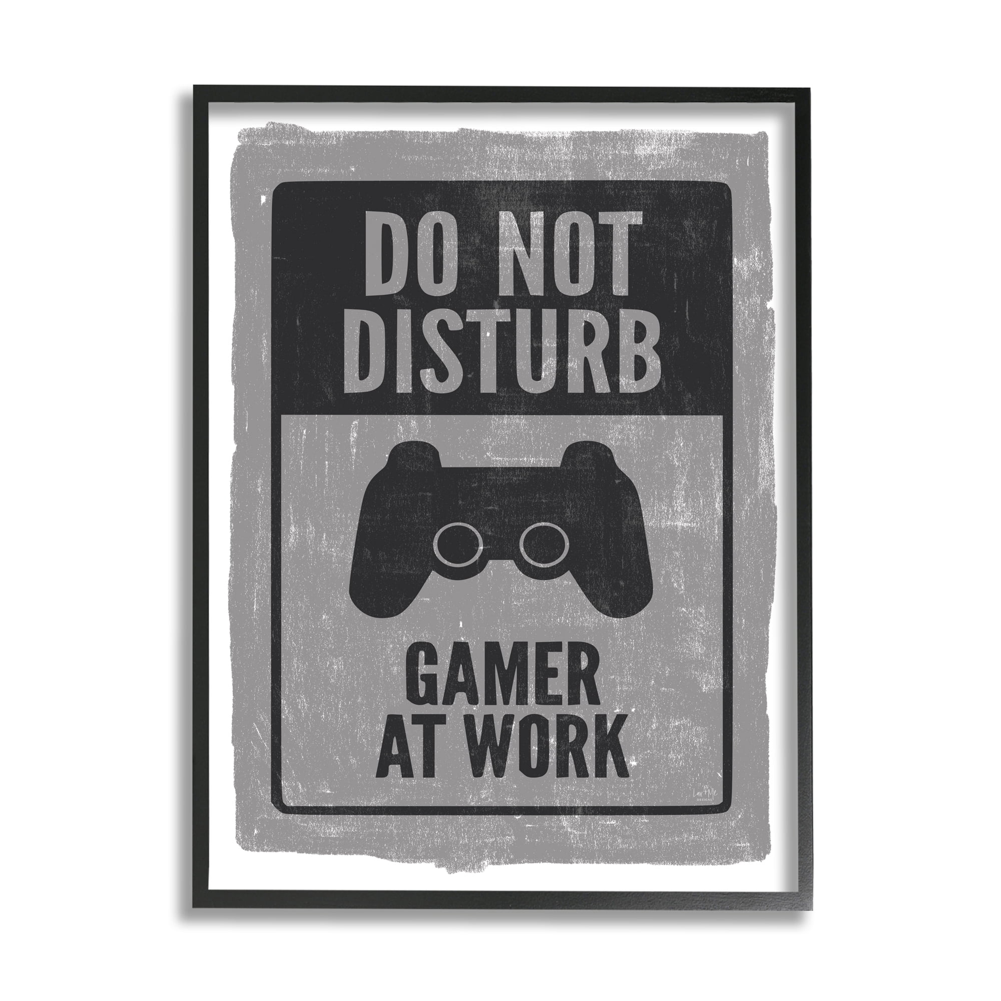 Stupell Industries Don't Disturb Gamer at Work Video Game Controller Graphic Art Black Framed Art Print Wall Art, 11x14, by Lux + Me Designs