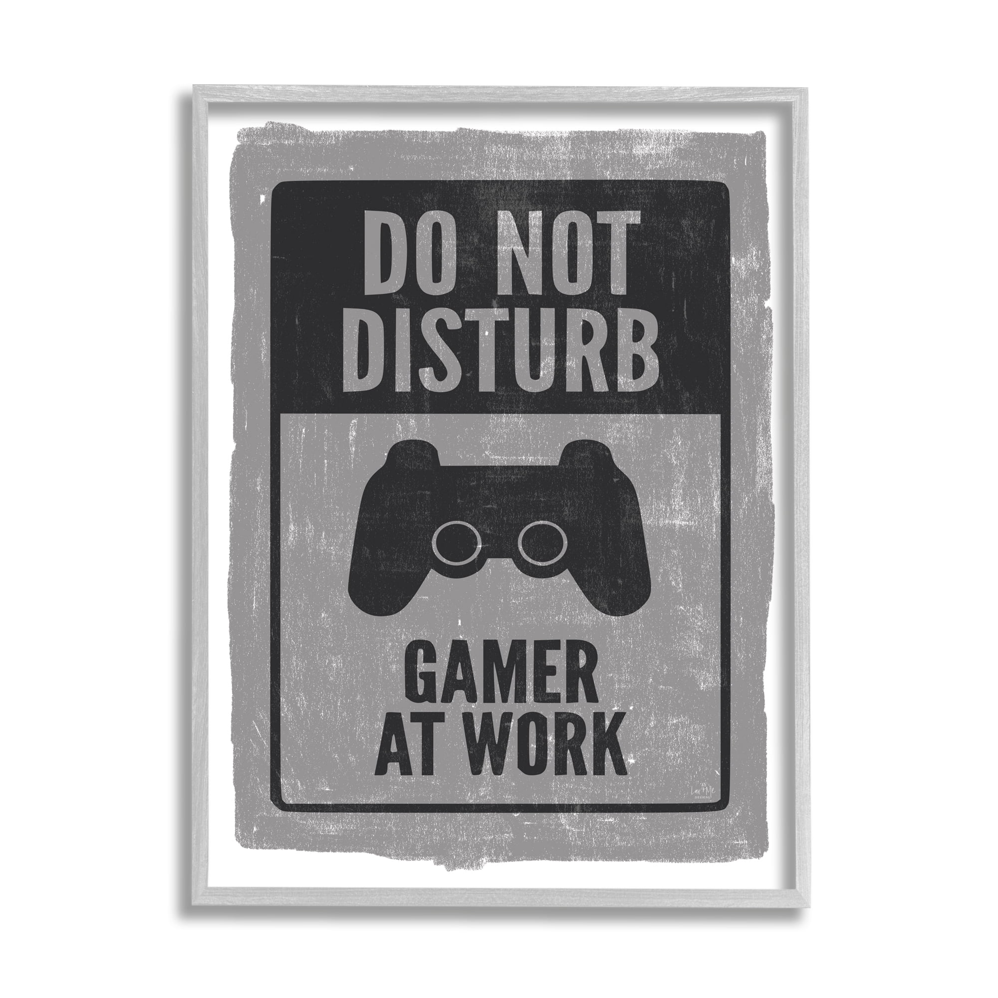 Stupell Industries Don't Disturb Gamer at Work Video Game Controller Graphic Art Gray Framed Art Print Wall Art, 16x20, by Lux + Me Designs