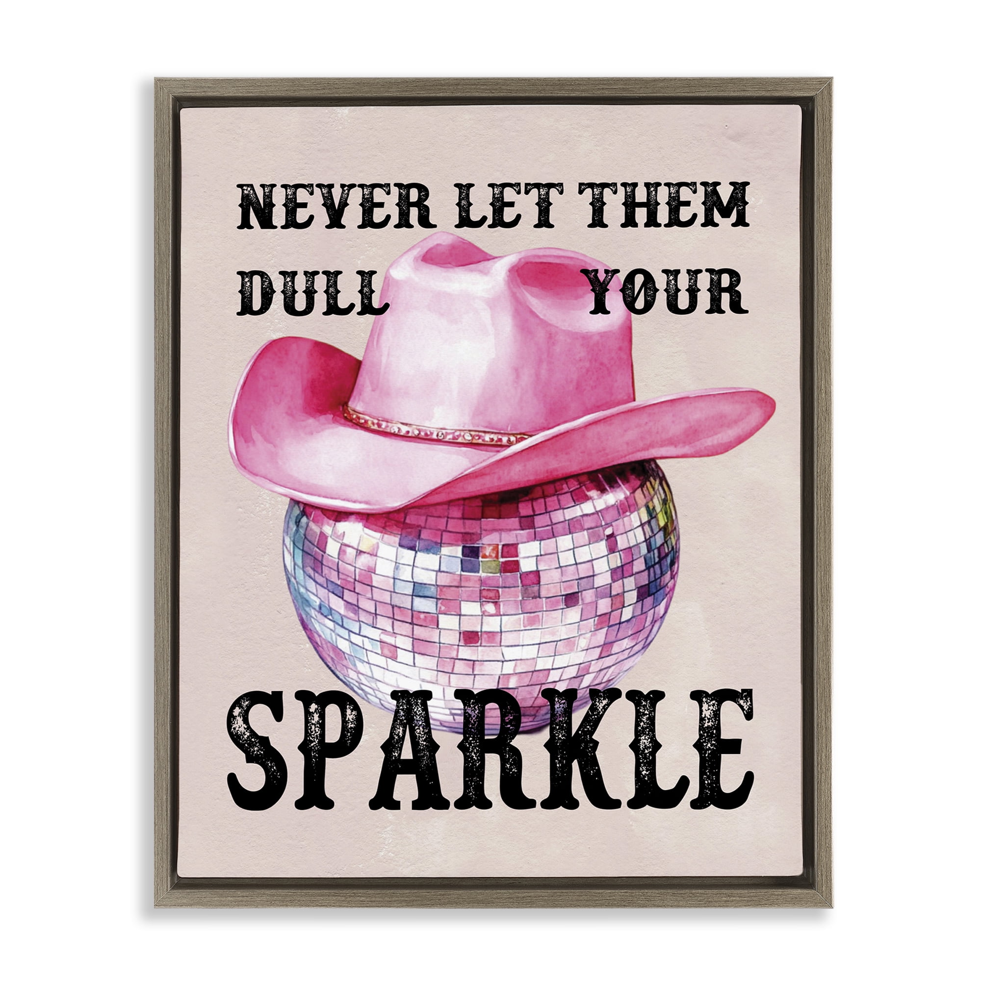 Stupell Industries Don't Dull Your Sparkle Fashion Painting Brown Floater Framed Canvas Art Print Wall Art, 17 x 21