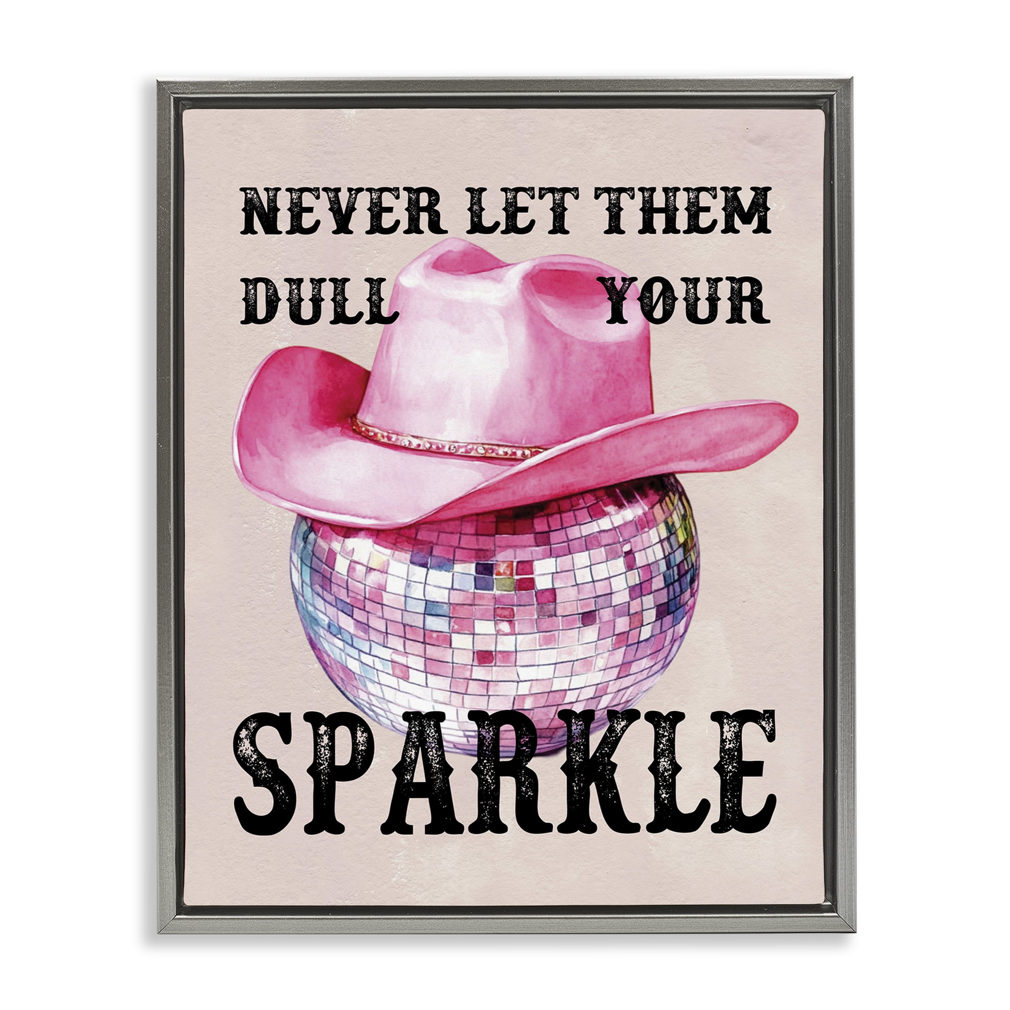 Stupell Industries Don't Dull Your Sparkle Fashion Painting Gray Floater Framed Canvas Art Print Wall Art, 17 x 21