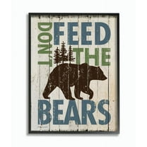 Stupell Industries Don't Feed The Bears Graphic Art Black Framed Art Print Wall Art, 16x20, by Stephanie Workman Marrott
