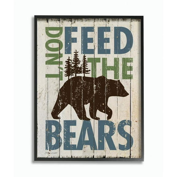 Stupell Industries Don't Feed The Bears Graphic Art Black Framed Art Print Wall Art, 16x20, by Stephanie Workman Marrott