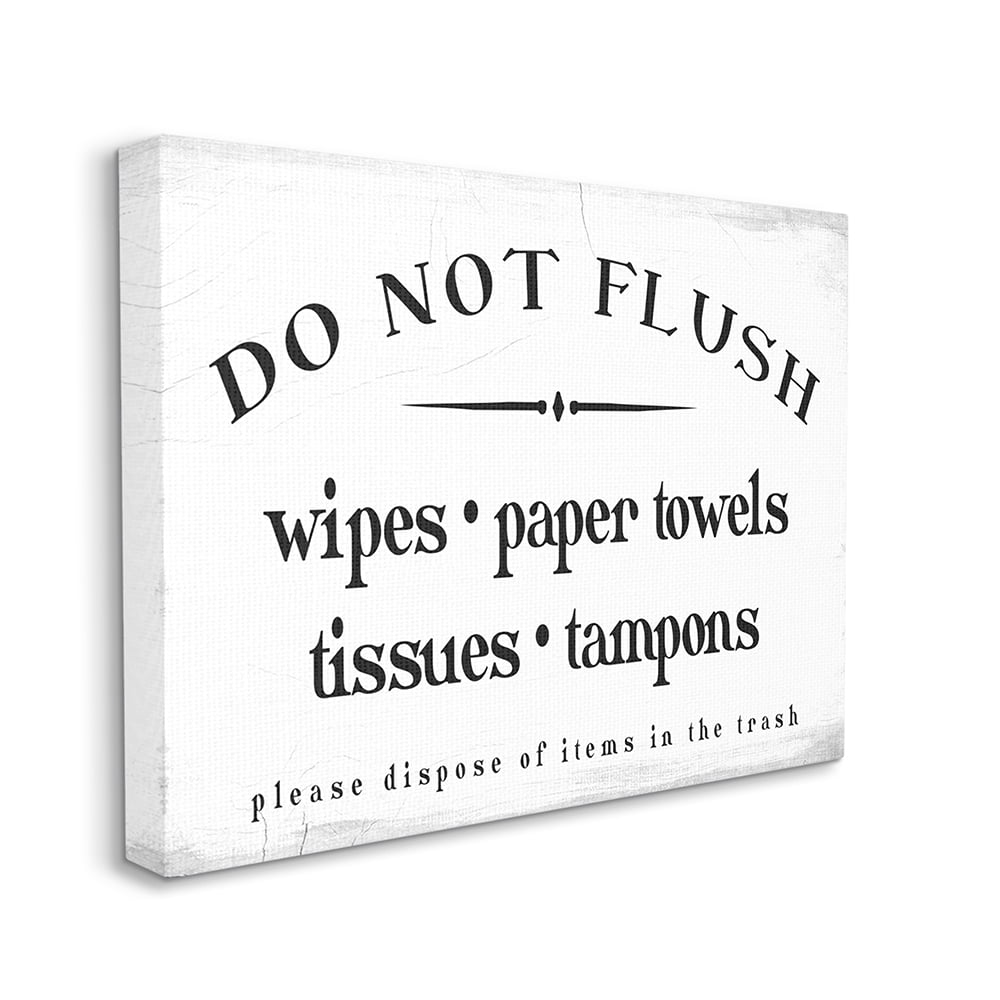 Stupell Industries Don't Flush Disposable Garbage Items Bathroom Sign Canvas Wall Art by Daphne Polselli