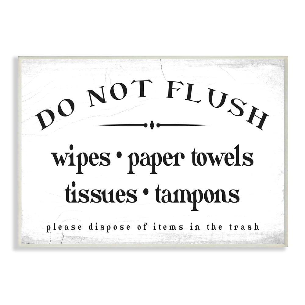 Stupell Industries Don't Flush Disposable Garbage Items Bathroom Sign Wall Plaque by Daphne Polselli