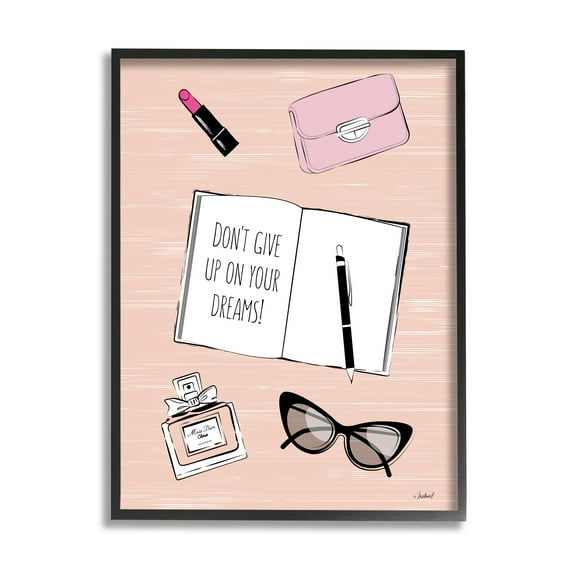 Stupell Industries Don't Give Up Dreams Assorted Fashion Apparel Cosmetics,16 x 20, Design by Martina Pavlova