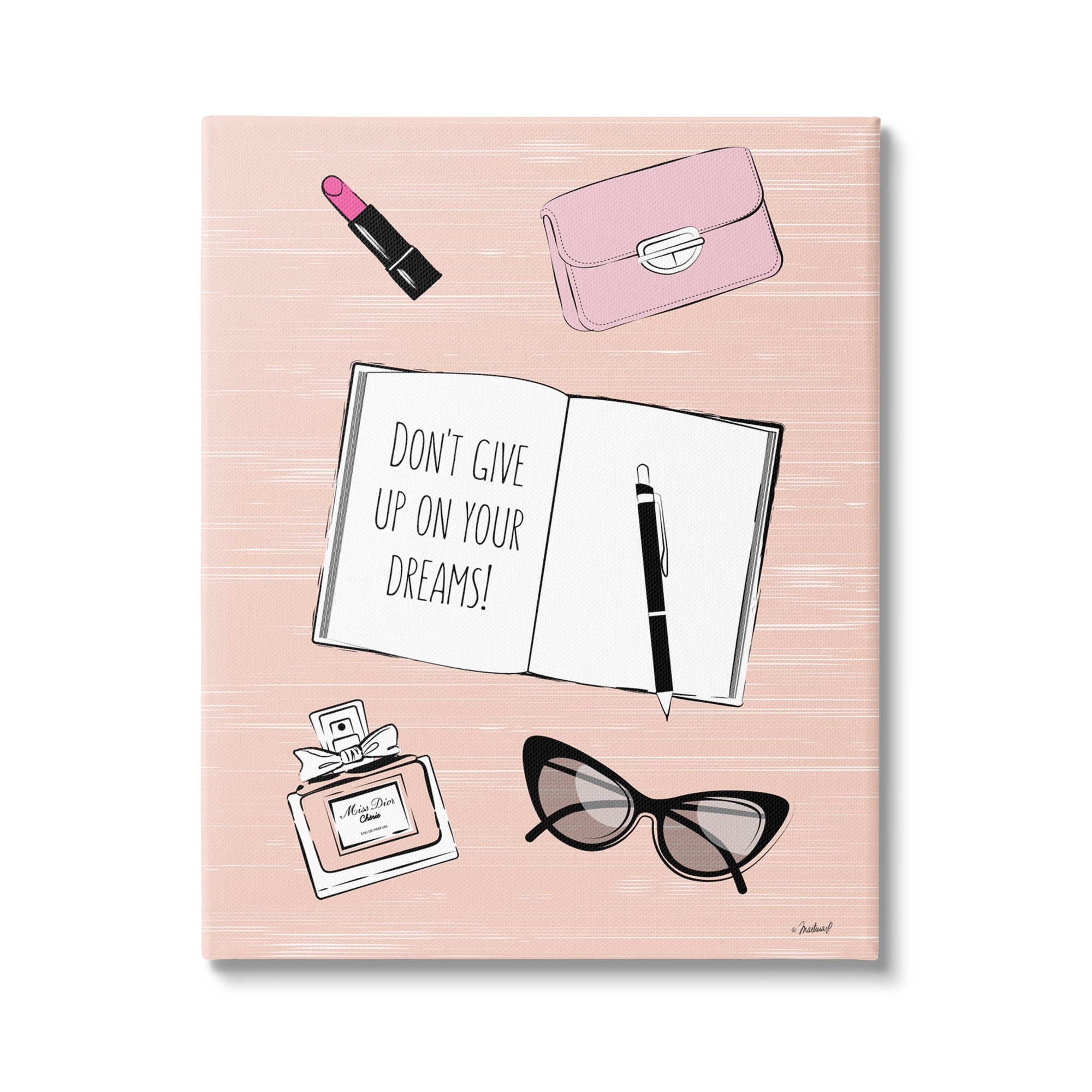 Stupell Industries Don't Give Up Dreams Assorted Fashion Apparel Cosmetics,16 x 20, Design by Martina Pavlova