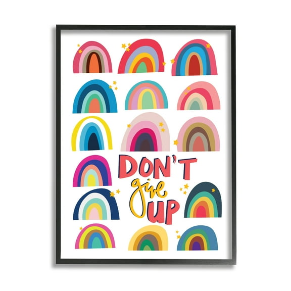Stupell Industries Don't Give Up Rainbows Nature Painting Black Framed Art Print Wall Art, 11 x 14