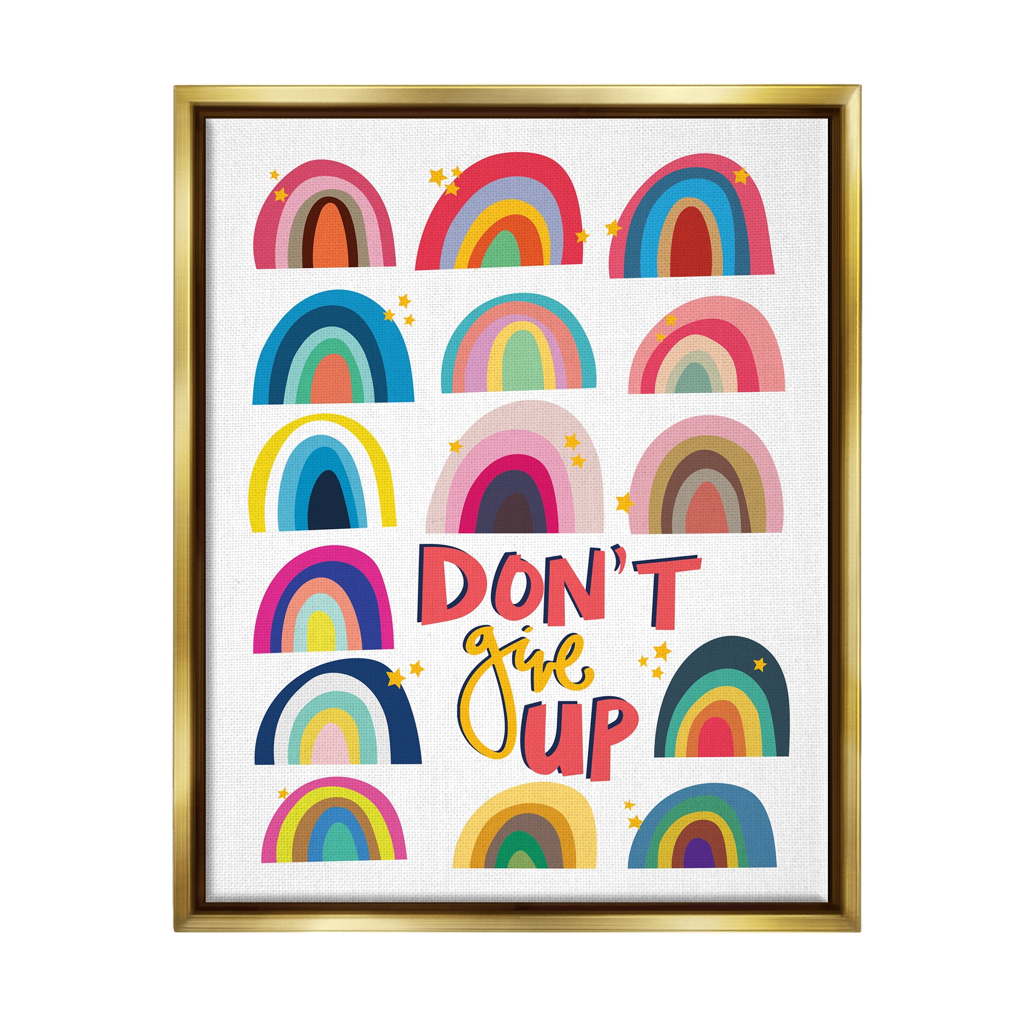Stupell Industries Don't Give Up Rainbows Nature Painting Gold Floater Framed Art Print Wall Art, 25 x 31