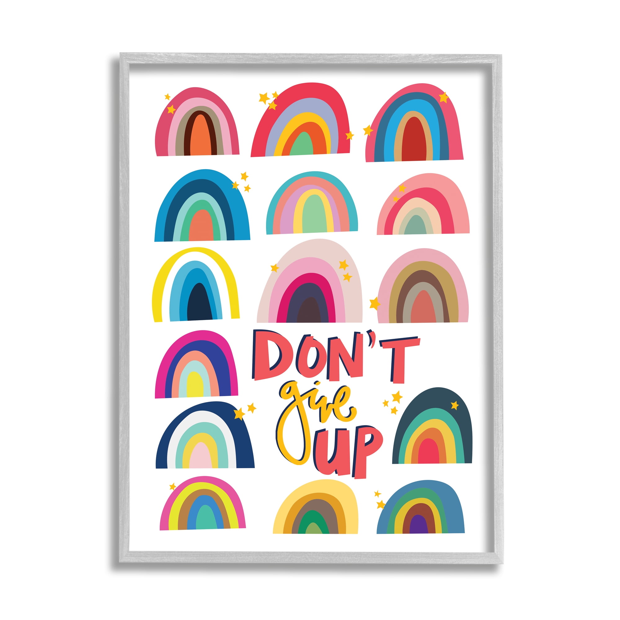Stupell Industries Don't Give Up Rainbows Nature Painting Gray Framed Art Print Wall Art, 24 x 30