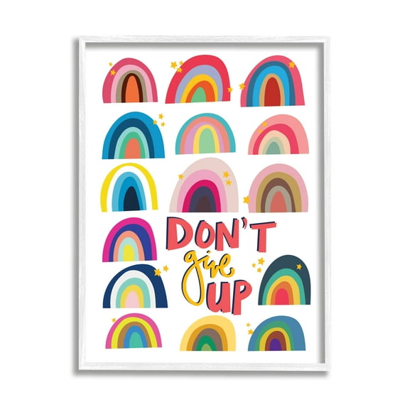 Stupell Industries Don't Give Up Rainbows Nature Painting White Framed Art Print Wall Art, 16 x 20