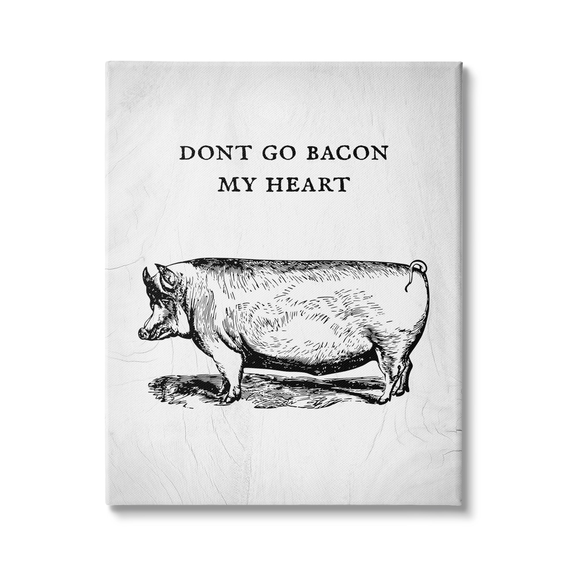 Stupell Industries Don't Go Bacon My Heart Funny Pig Phrase, 16 x 20,Design by Daphne Polselli