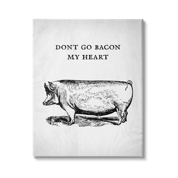 Stupell Industries Don't Go Bacon My Heart Funny Pig Phrase, 24 x 30,Design by Daphne Polselli