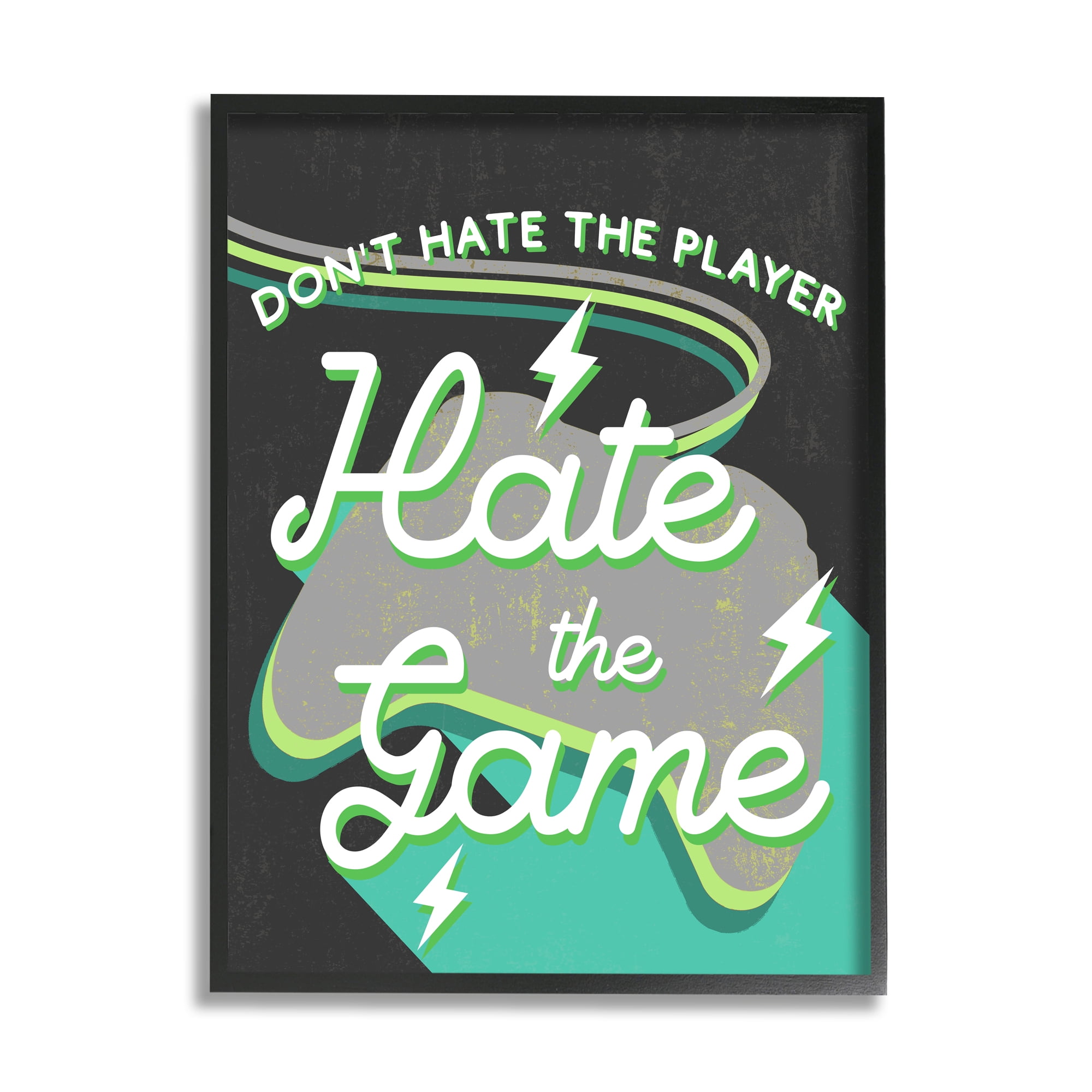 Stupell Industries Don't Hate the Player Phrase Green Video Games, 24 x 30, Design by Daphne Polselli