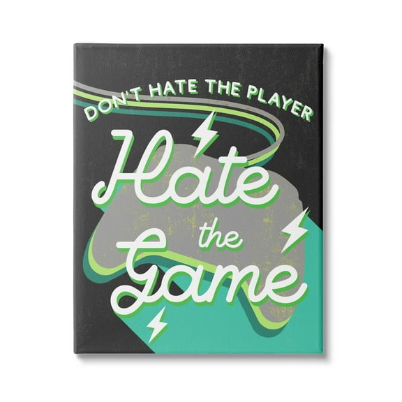 Stupell Industries Don't Hate the Player Phrase Green Video Games, 24 x 30, Design by Daphne Polselli