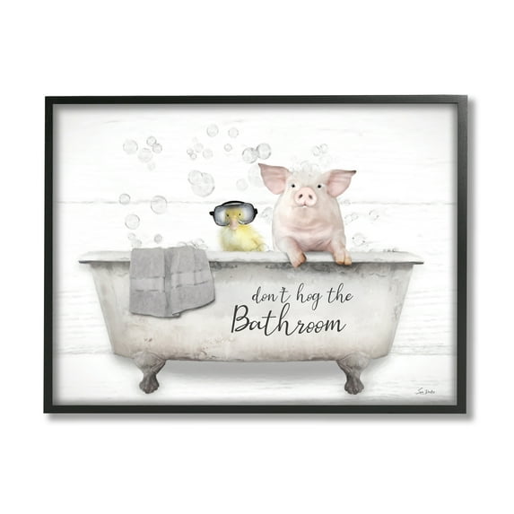 Stupell Industries Don't Hog Bathroom Animals & Insects Painting Black Framed Art Print Wall Art, 20 x 16
