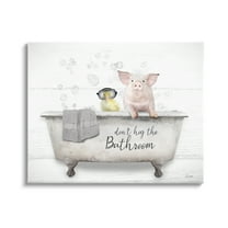 Stupell Industries Don't Hog Bathroom Animals & Insects Painting Gallery Wrapped Canvas Art Print Wall Art, 20 x 16