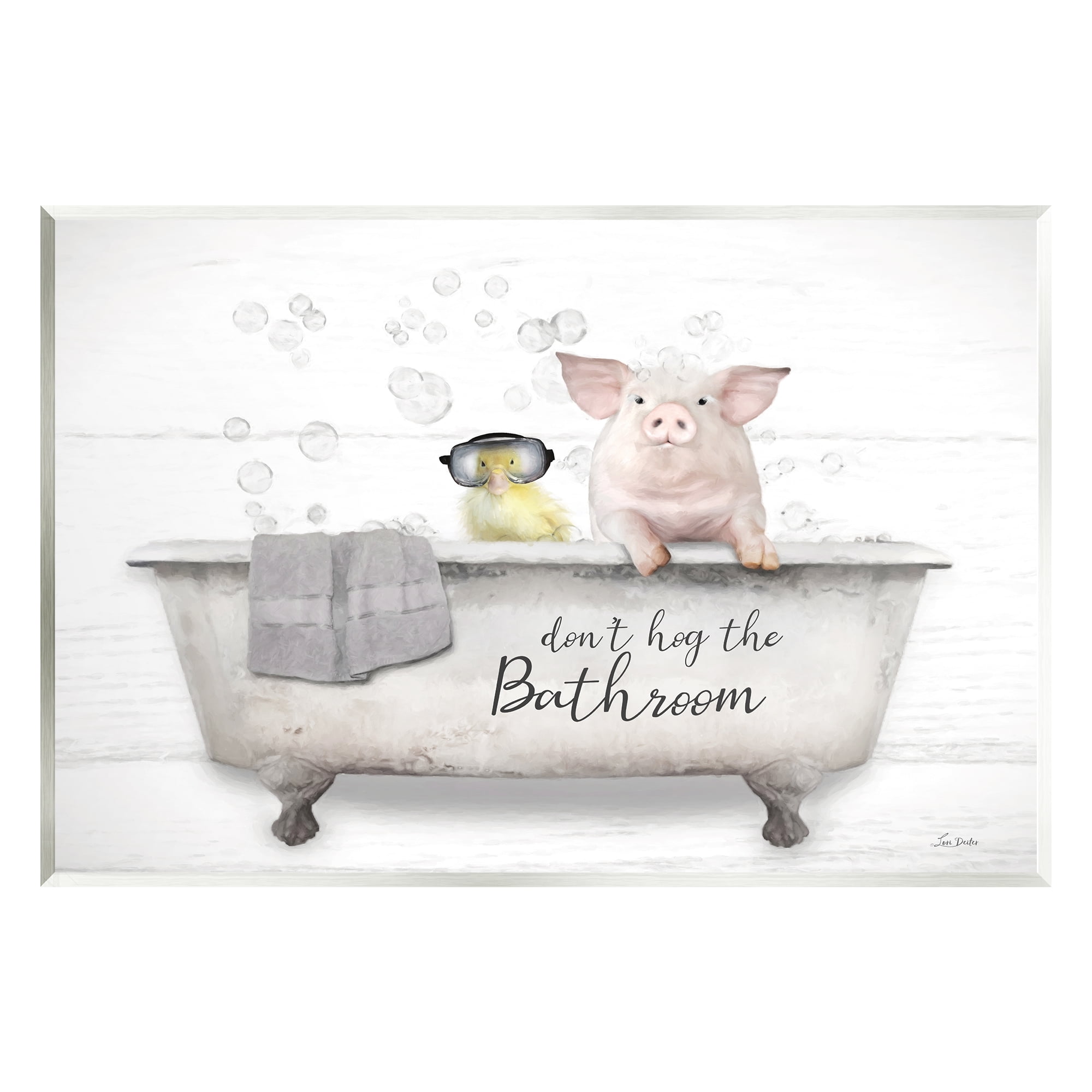 Stupell Industries Don't Hog Bathroom Animals & Insects Painting Unframed Art Print Wall Art, 19 x 13