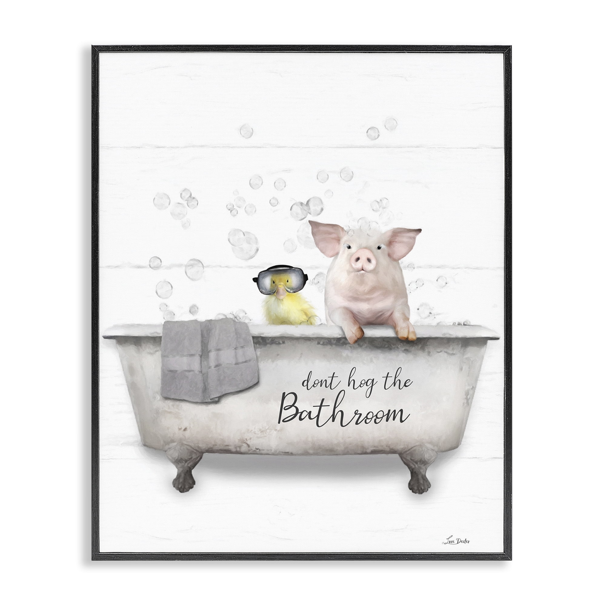 Stupell Industries Don't Hog Bathroom Typography Painting Black Framed Art Print Wall Art, 11 x 14