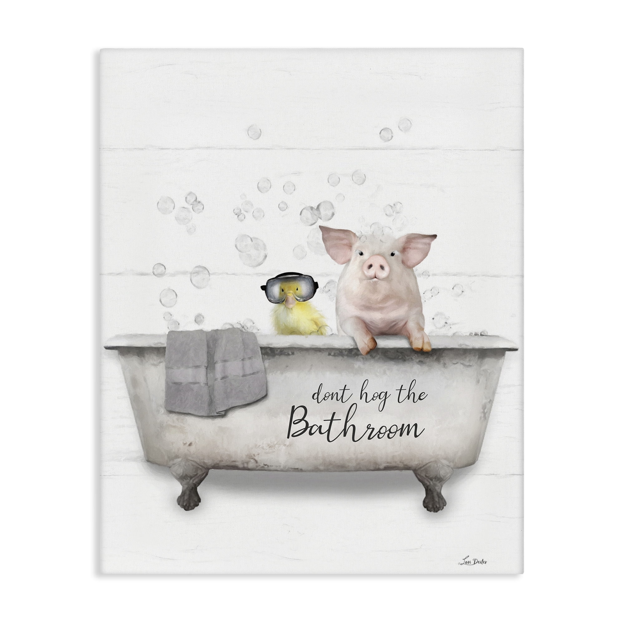 Stupell Industries Don't Hog Bathroom Typography Painting Gallery Wrapped Canvas Art Print Wall Art, 30 x 40