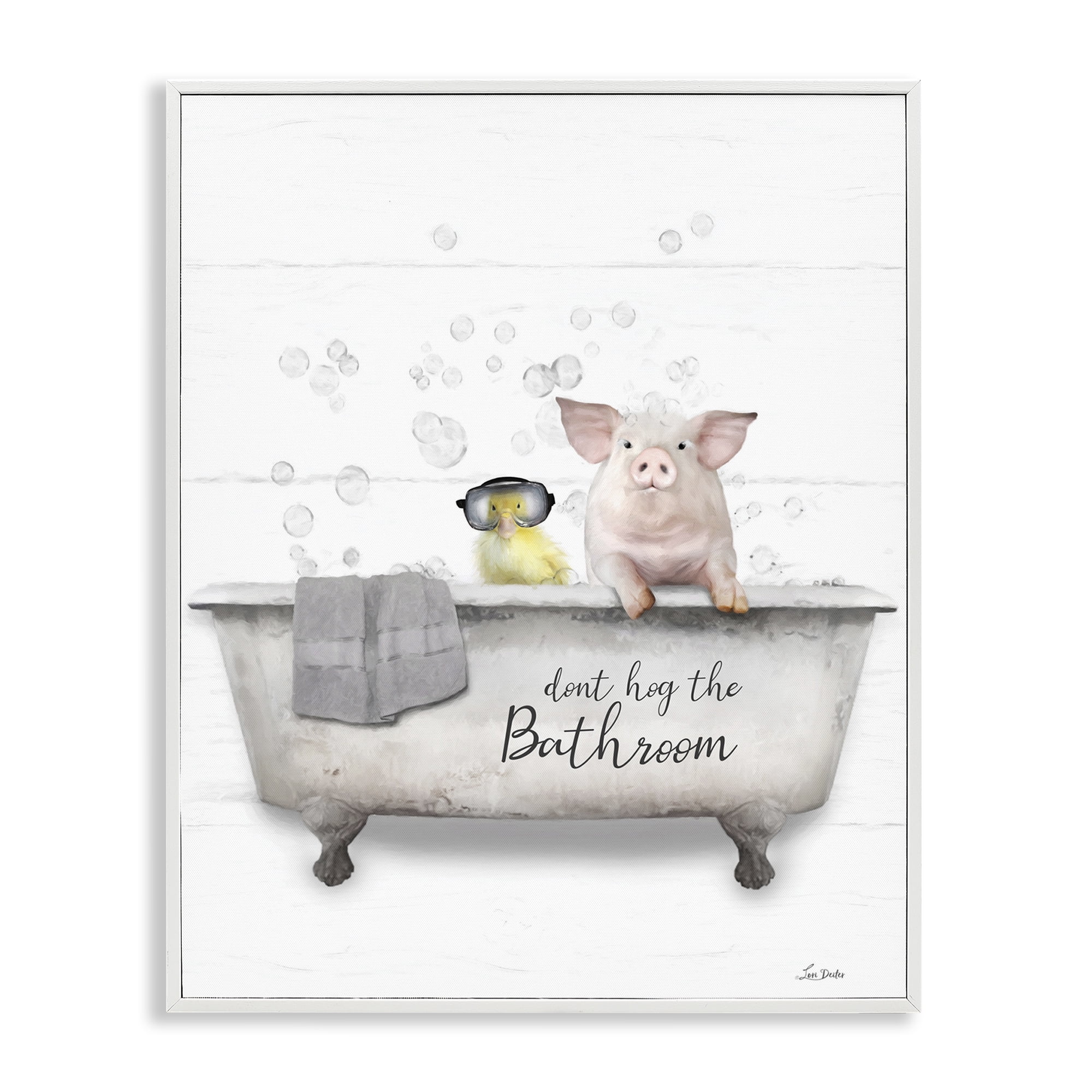 Stupell Industries Don't Hog Bathroom Typography Painting White Framed Art Print Wall Art, 11 x 14