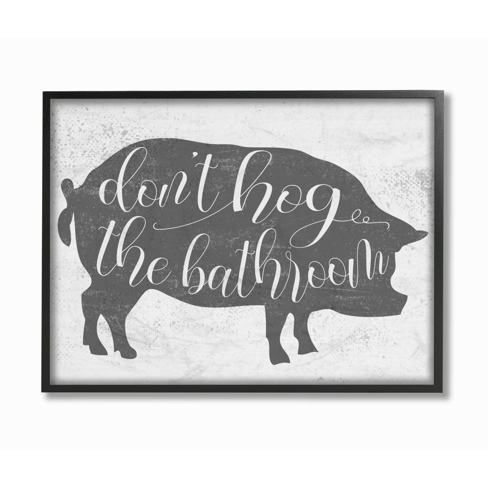 Stupell Industries Don’t Hog The Bathroom Grey Farm Animal Pun Designed by Daphne Polselli