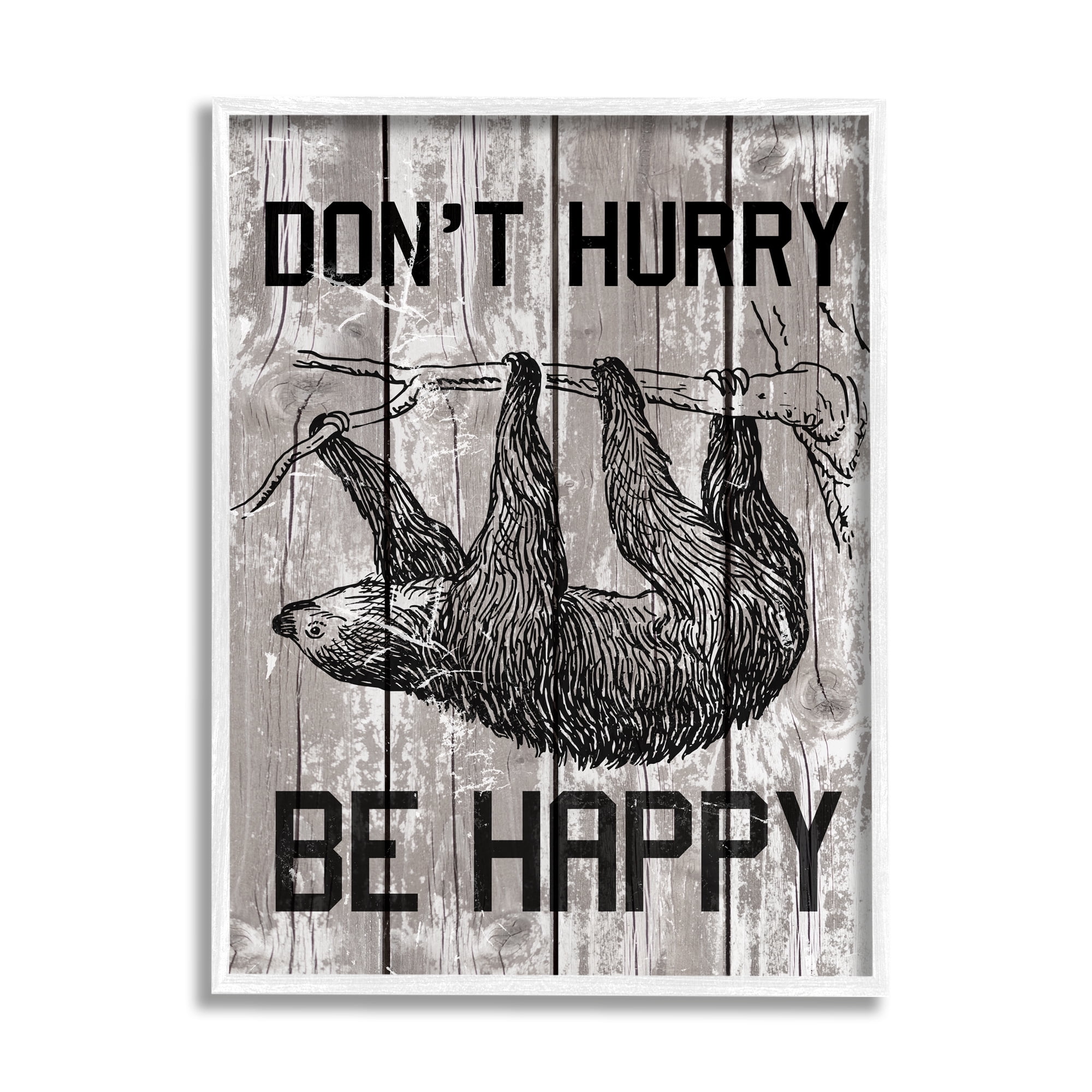 Stupell Industries Don't Hurry Funny Word Sloth Animal Textured Design, 11 x 14,Design by Daphne Polselli