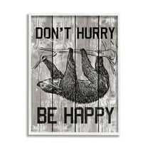 Stupell Industries Don't Hurry Funny Word Sloth Animal Textured Design Graphic Art White Framed Art Print Wall Art, 24x30, by Daphne Polselli