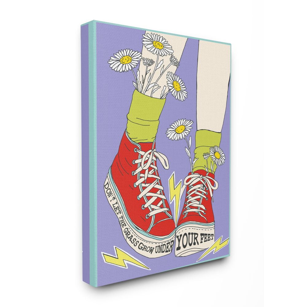 Stupell Industries Don’t Let Grass Grow Under Your Feet Shoes Fashion Quote Canvas Wall Art Design by Sangita Bachelet, 30" x 40"