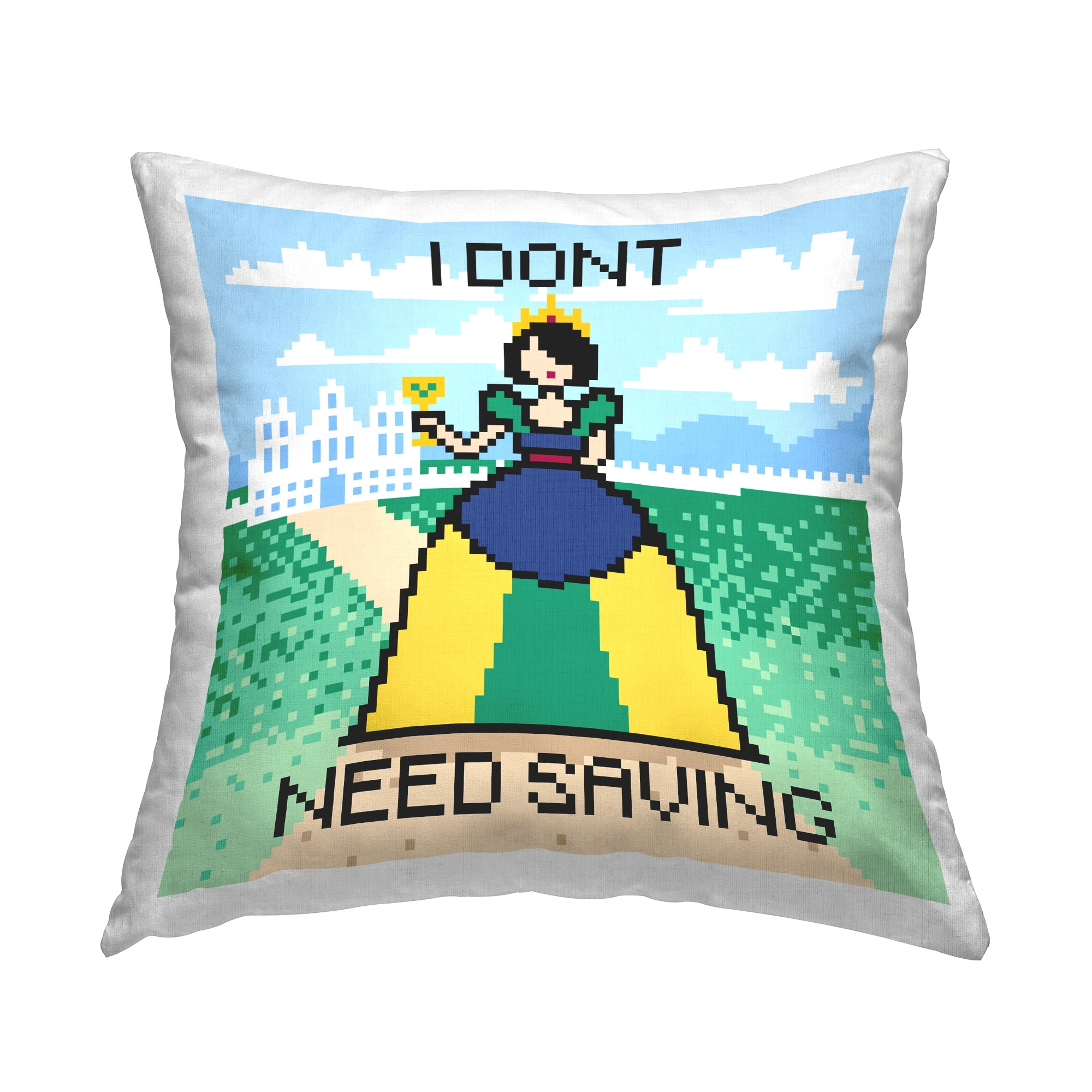 Stupell Industries Don't Need Saving Pixel Princess Decorative Printed Throw Pillow Design by Grace Popp .