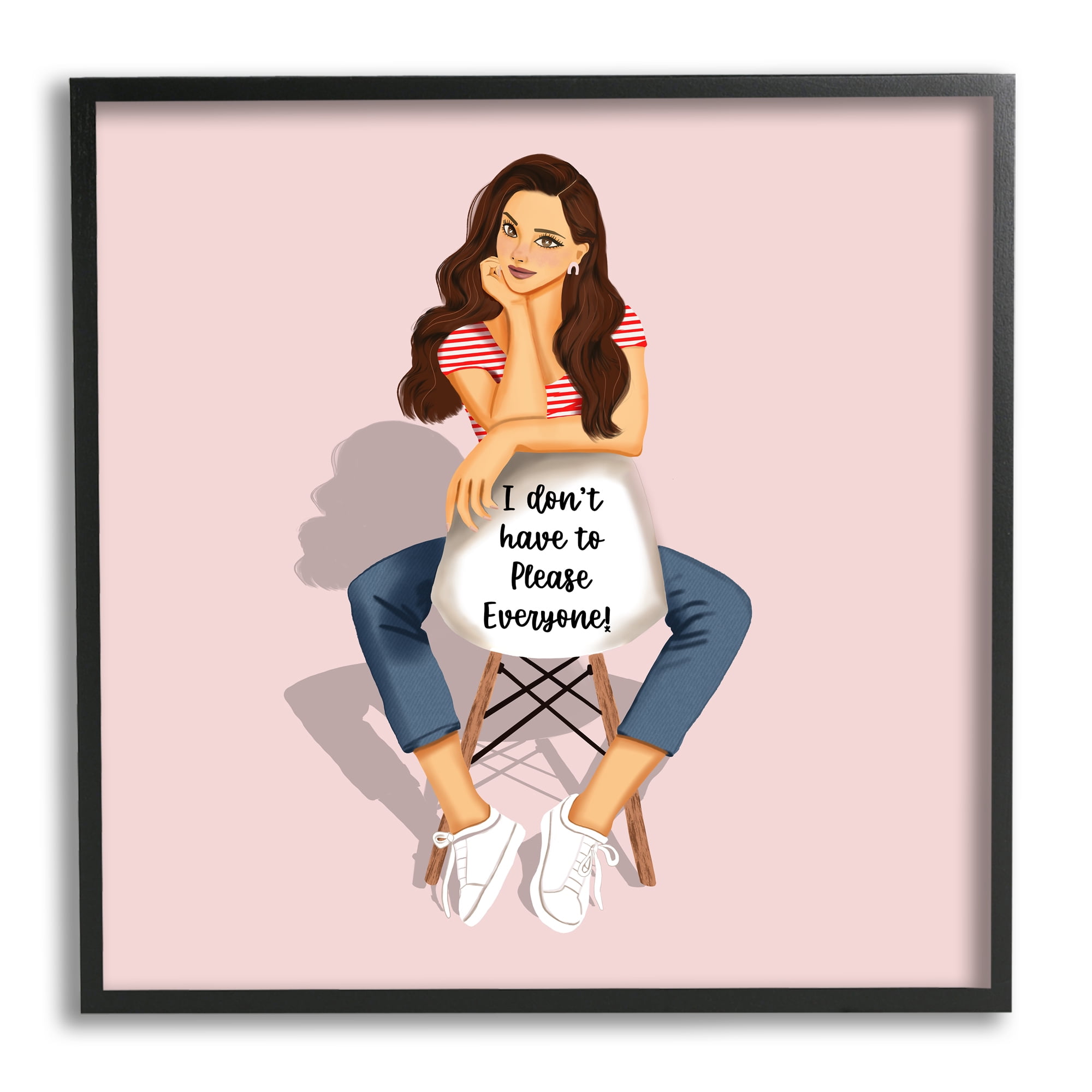 Stupell Industries Don't Please Everyone Girl Abstract Painting Black Framed Art Print Wall Art, 12 x 12