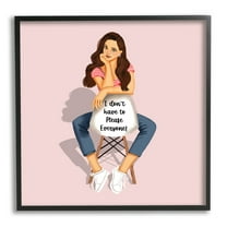 Stupell Industries Don't Please Everyone Girl Abstract Painting Black Framed Art Print Wall Art, 12 x 12