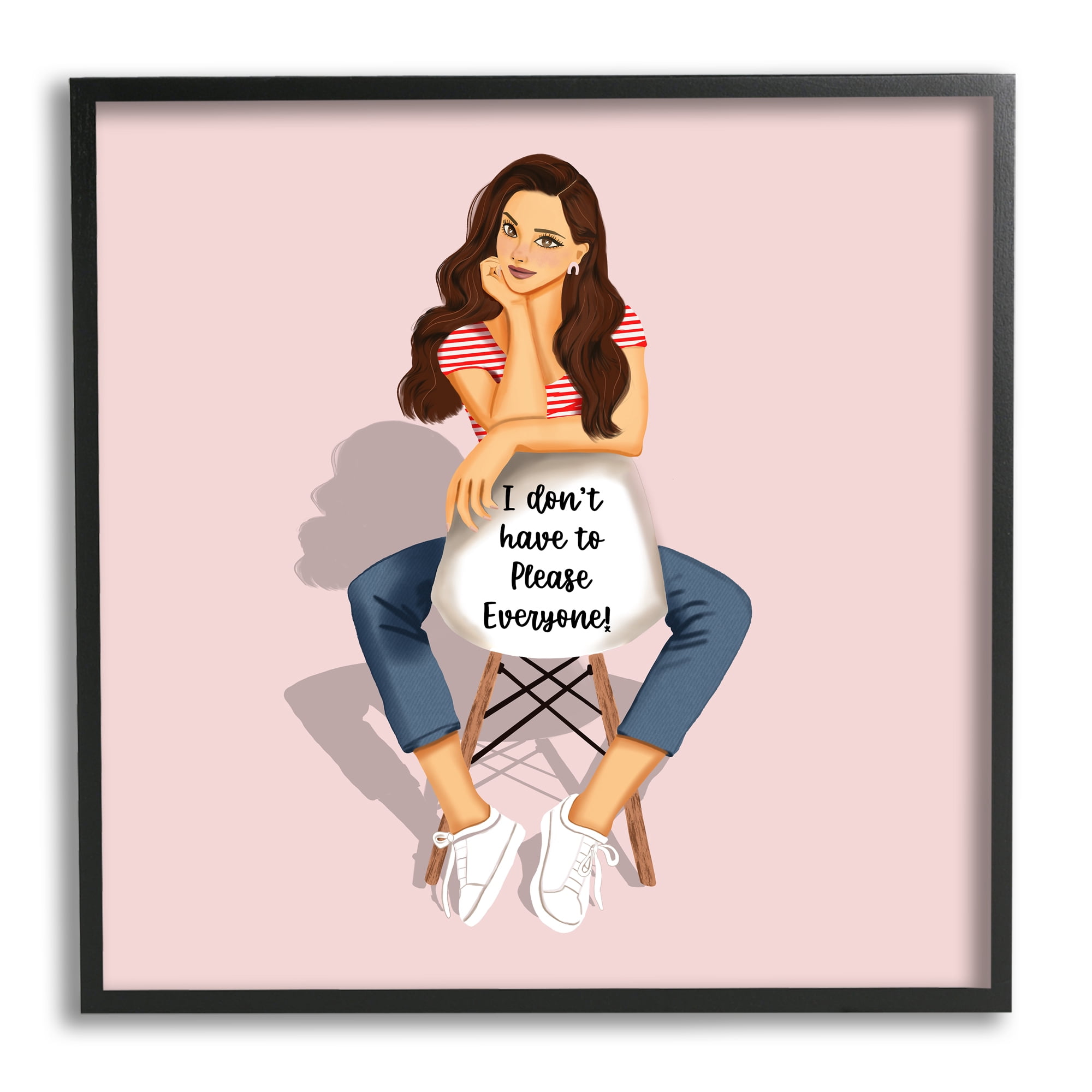 Stupell Industries Don't Please Everyone Girl Abstract Painting Black Framed Art Print Wall Art, 17 x 17