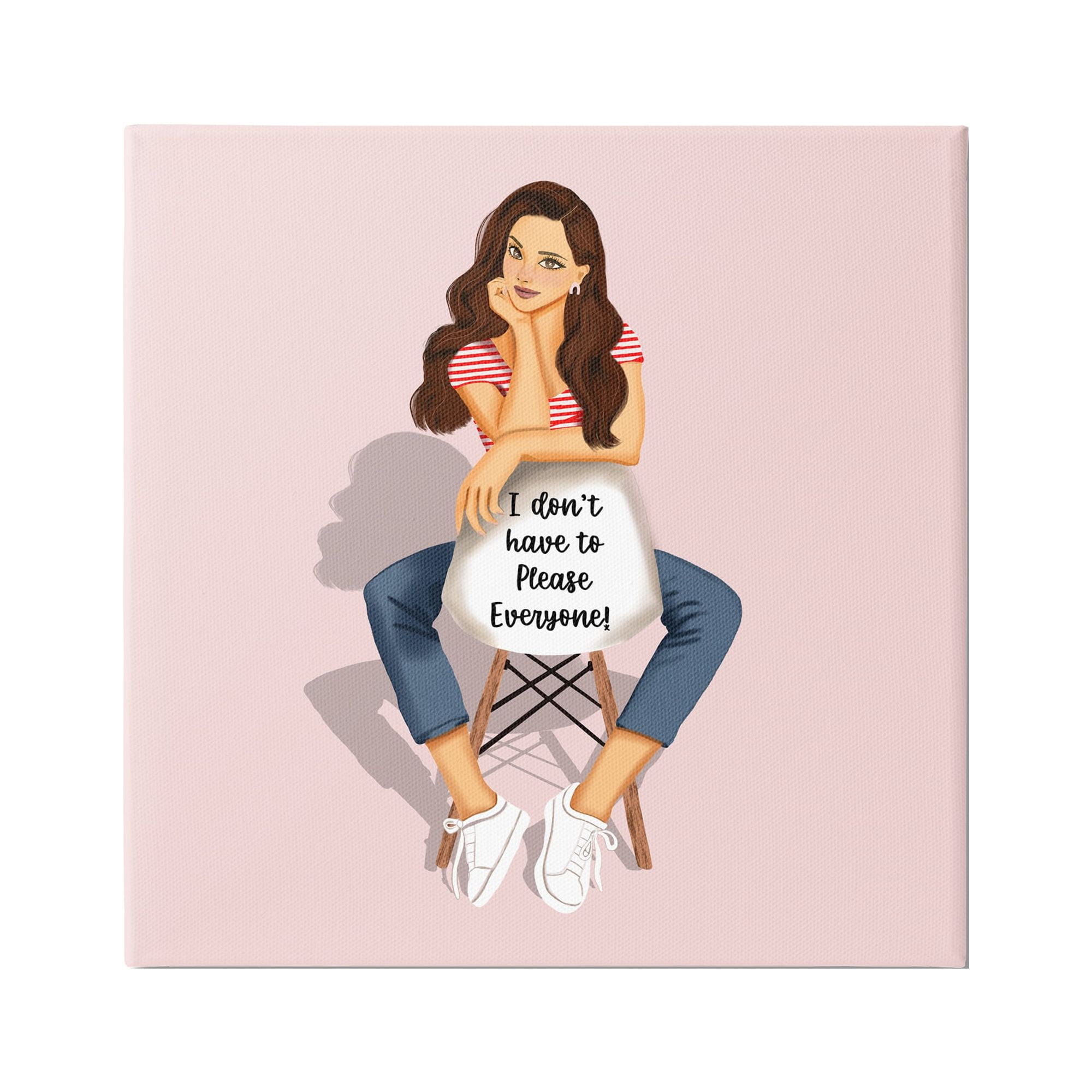 Stupell Industries Don't Please Everyone Girl Abstract Painting Gallery Wrapped Canvas Art Print Wall Art, 30 x 30