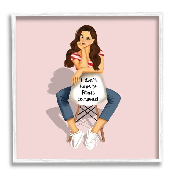 Stupell Industries Don't Please Everyone Girl Abstract Painting White Framed Art Print Wall Art, 12 x 12