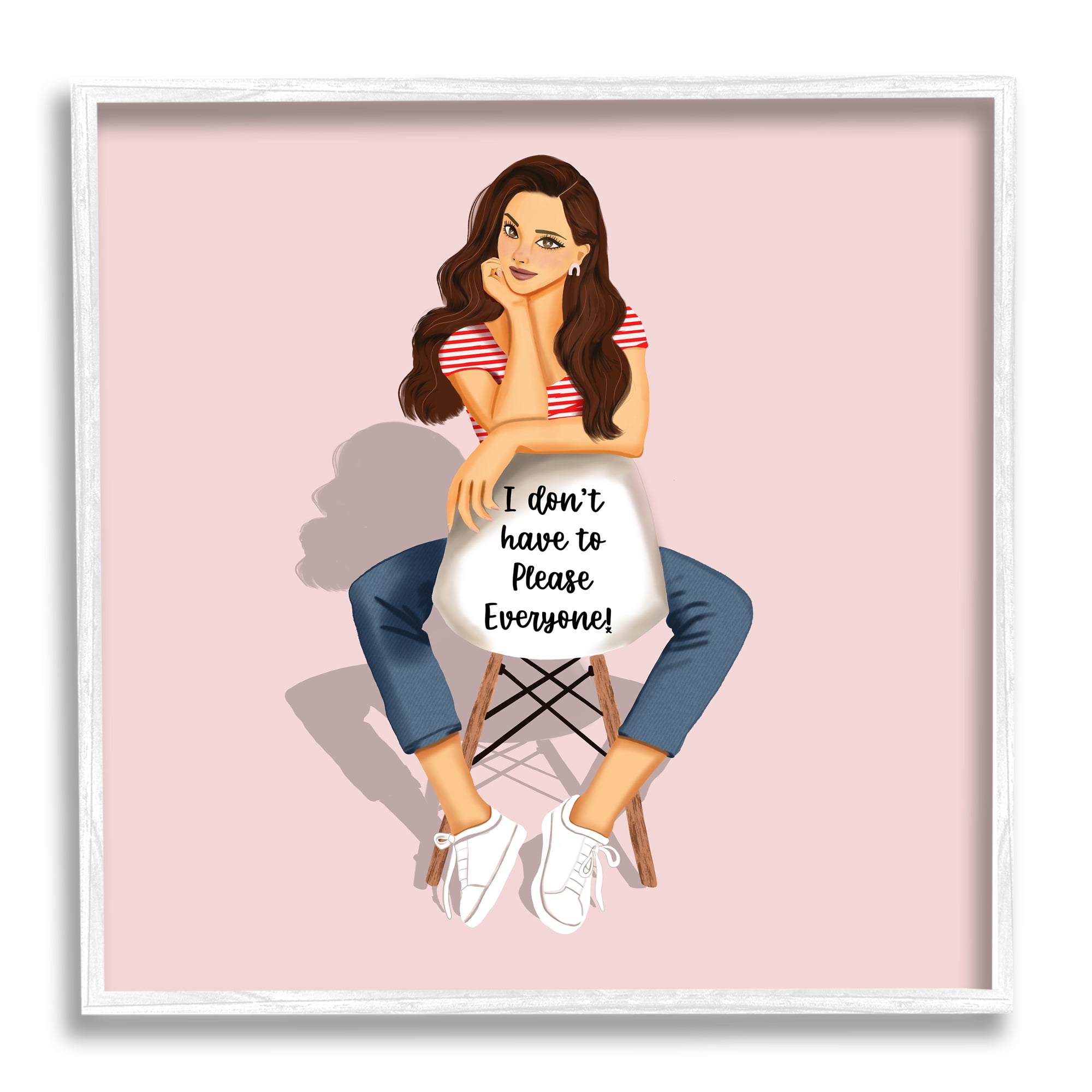 Stupell Industries Don't Please Everyone Girl Abstract Painting White Framed Art Print Wall Art, 17 x 17