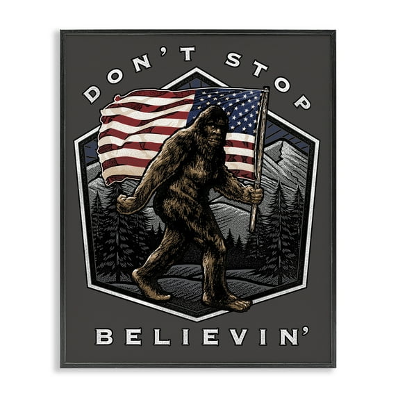 Stupell Industries Don't Stop Believing Novelty Painting Black Framed Art Print Wall Art, 11 x 14