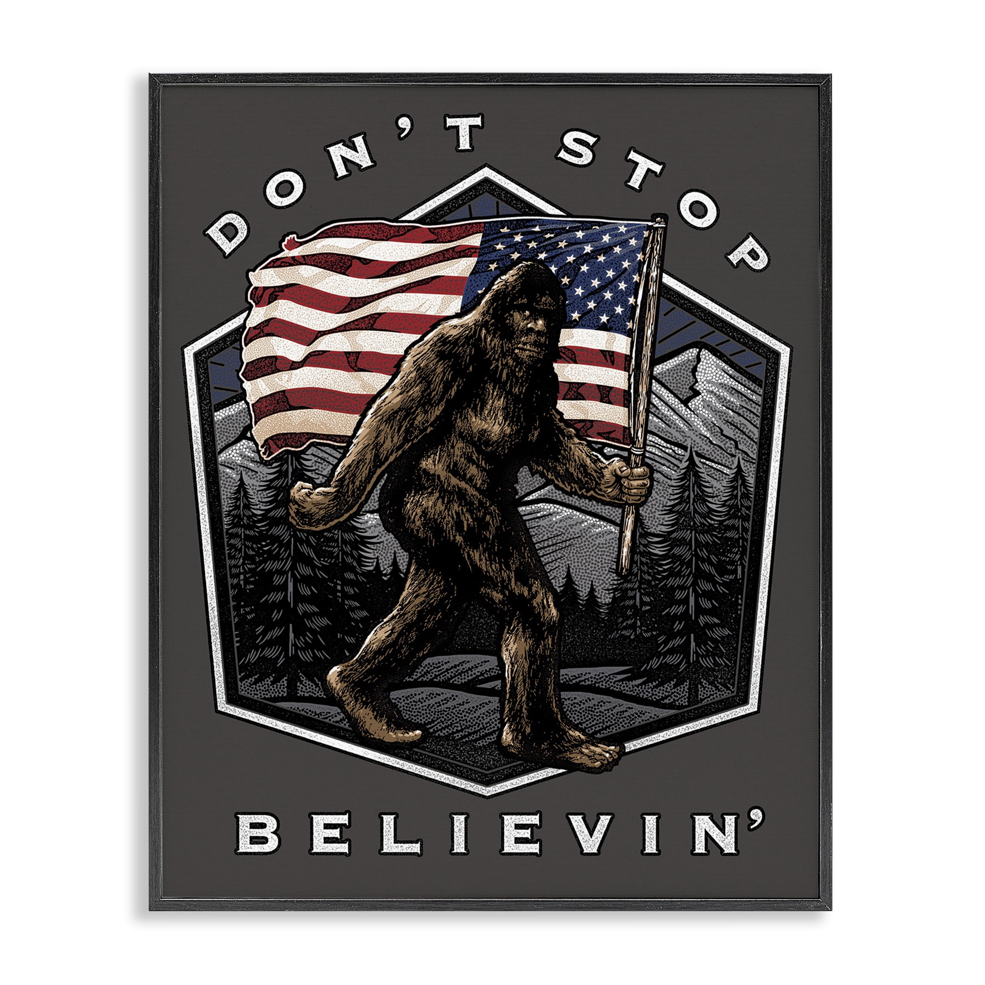 Stupell Industries Don't Stop Believing Novelty Painting Black Framed Art Print Wall Art, 16 x 20