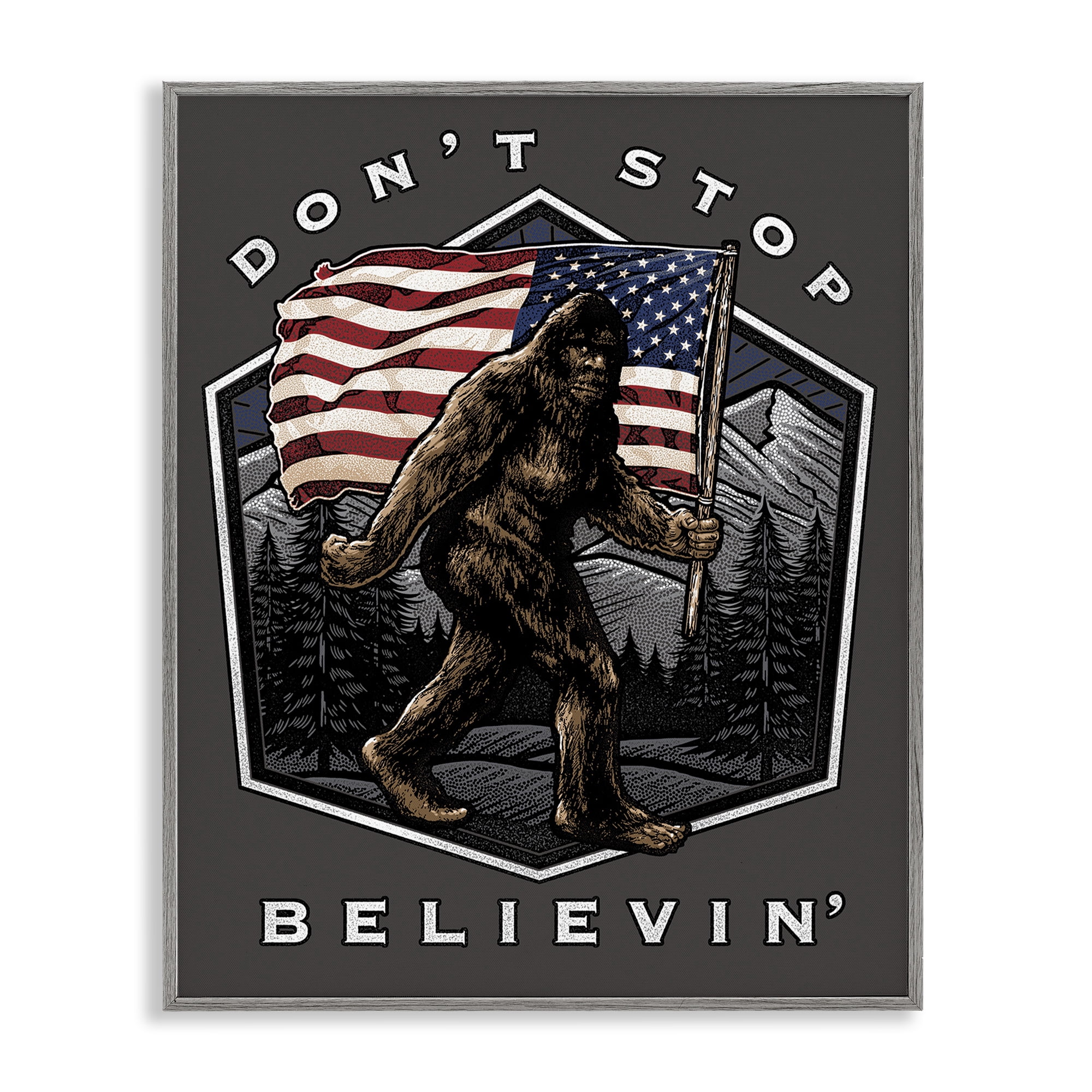 Stupell Industries Don't Stop Believing Novelty Painting Gray Framed Art Print Wall Art, 24 x 30