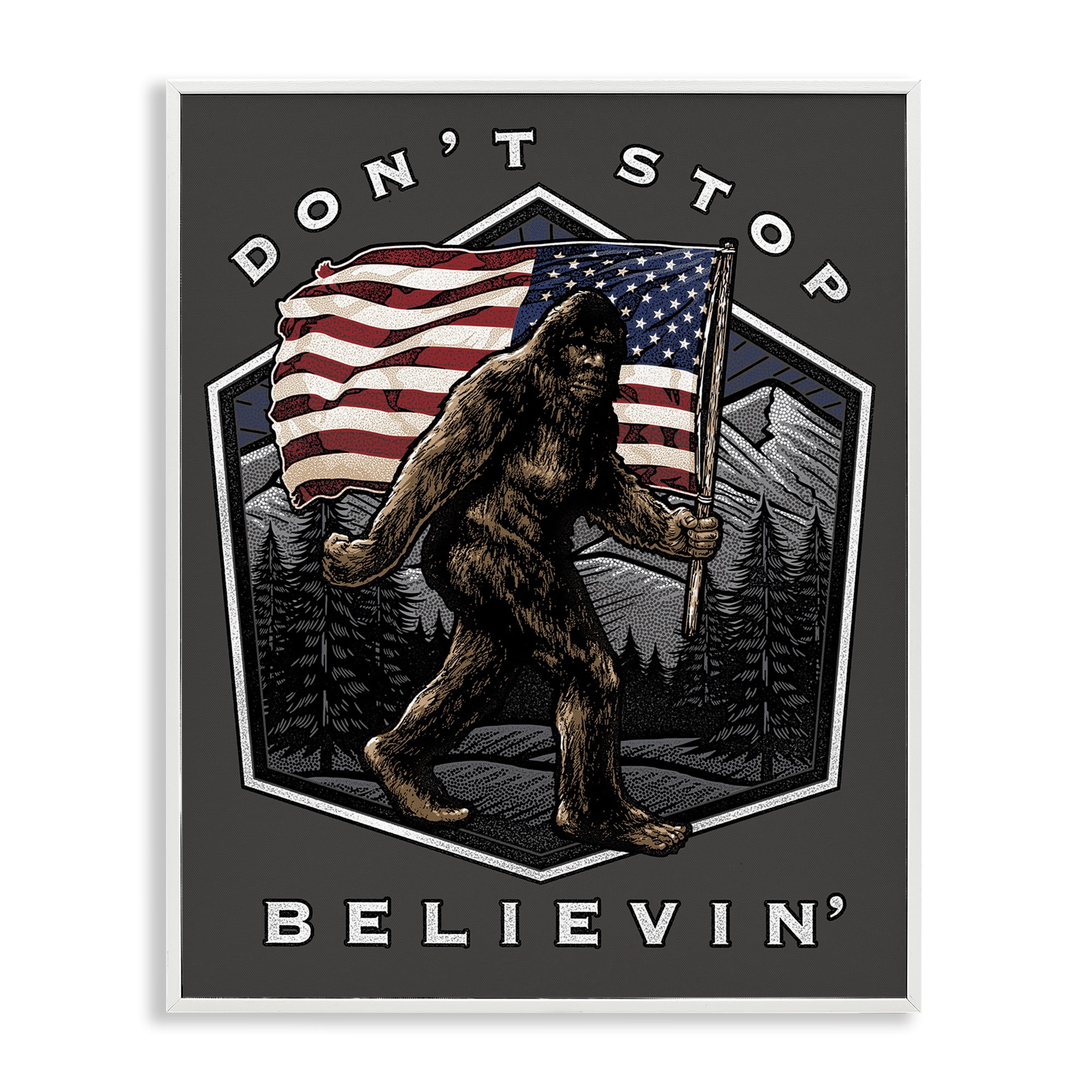 Stupell Industries Don't Stop Believing Novelty Painting White Framed Art Print Wall Art, 16 x 20