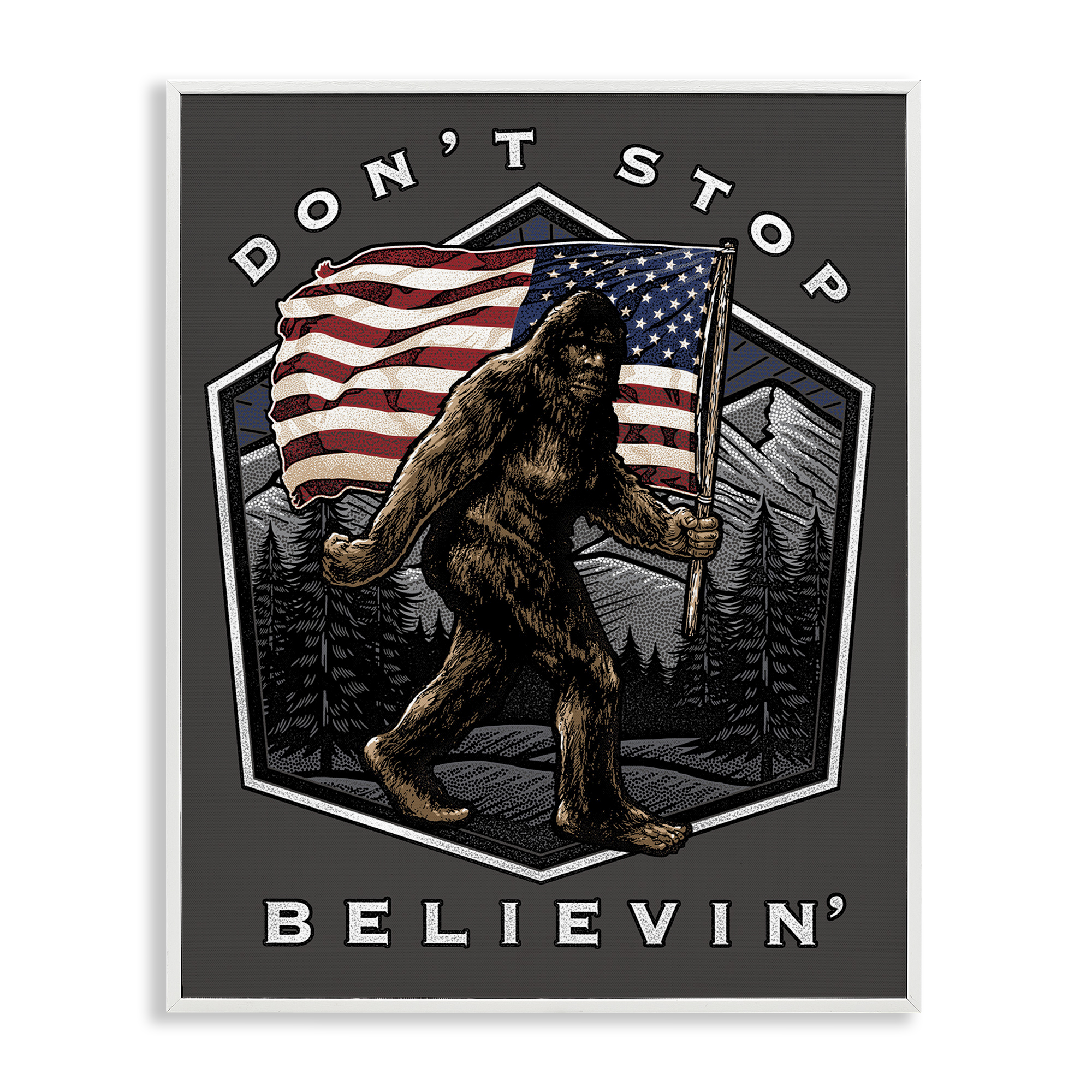 Stupell Industries Don't Stop Believing Novelty Painting White Framed Art Print Wall Art, 24 x 30