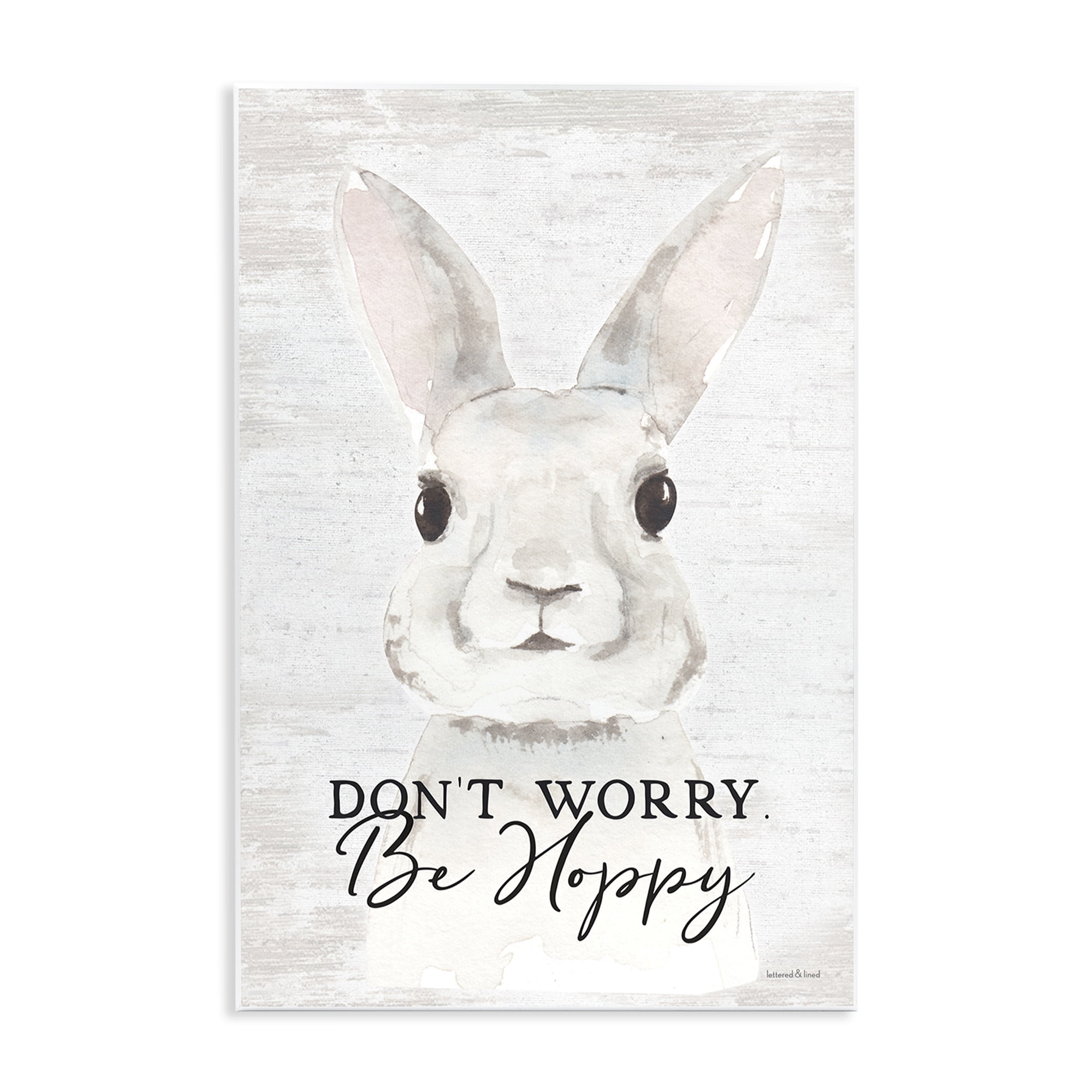Don't Worry Be Hoppy Easter Bunny Rabbit Pun Wall Plaque Art, 13 x 19, By Lettered and Lined
