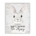 thumbnail image 1 of Don't Worry Be Hoppy Easter Bunny Rabbit Pun White Framed Giclee Art, 24 x 30, By Lettered and Lined, 1 of 7