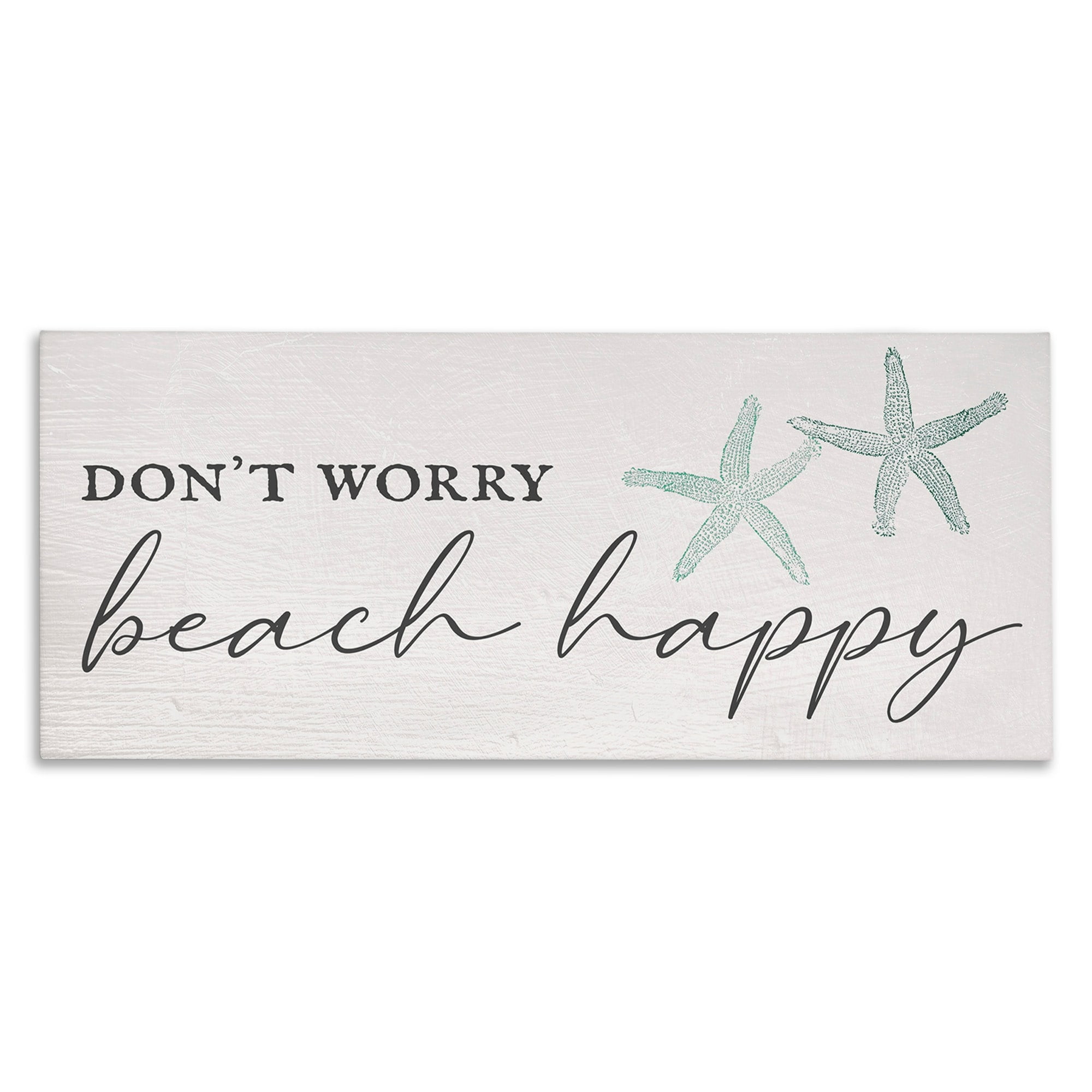 Stupell Industries Don't Worry Beach Happy Sandy Starfish Sign,24 x 10, Design by Daphne Polselli